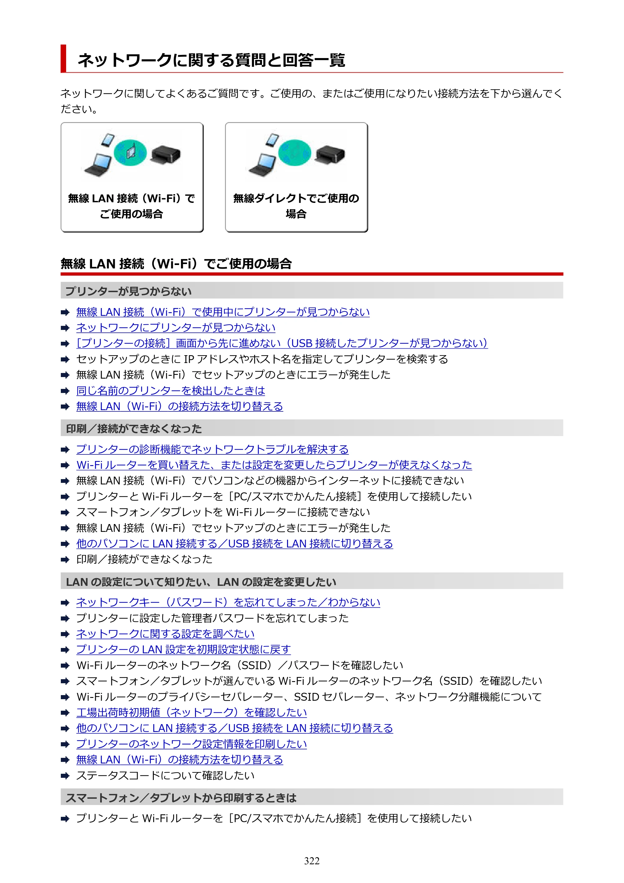 キヤノン PIXUS TS3730 PIXUS TS3700（PDF）電子マニュアル（Windows／Mac） 2026年1月27日掲載（PDF：4.9MB） — ネットワークに関する質問と回答一覧 — 原本ページ — 322ページ