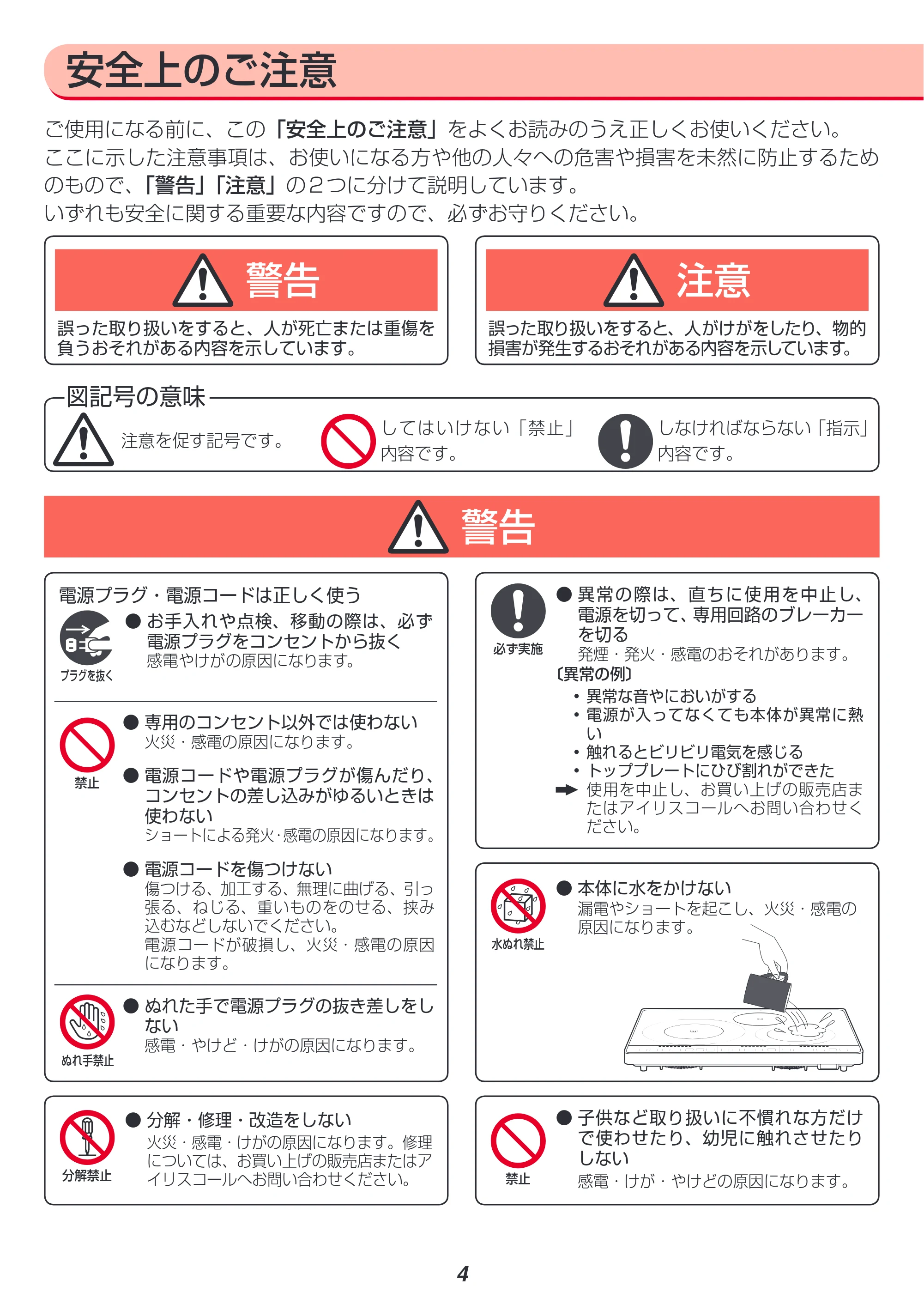 アイリスオーヤマ IHC-S324 取扱説明書 — 原本ページ — 4ページ