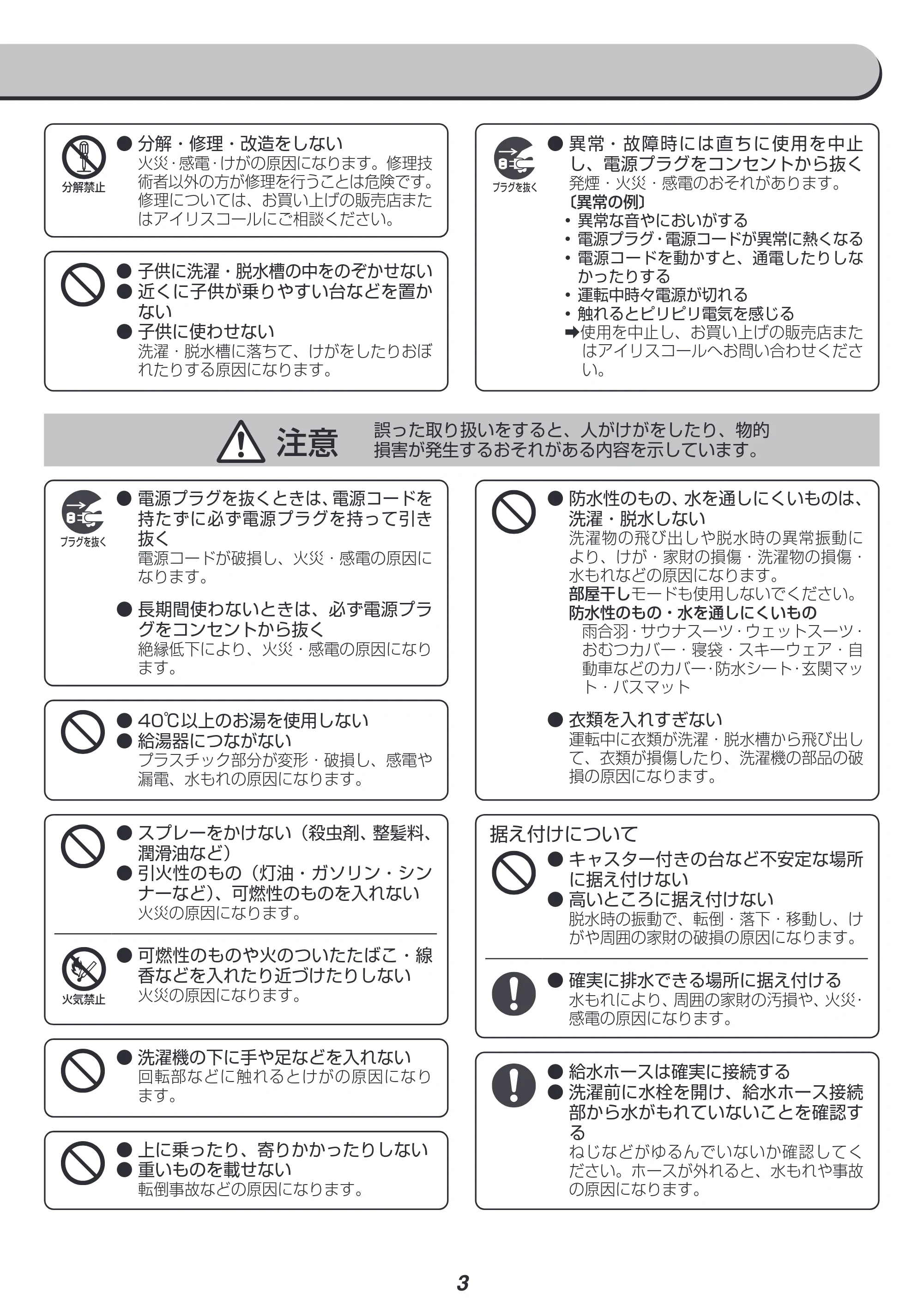 アイリスオーヤマ IAW-T602E 取扱説明書 — 原本ページ — 3ページ