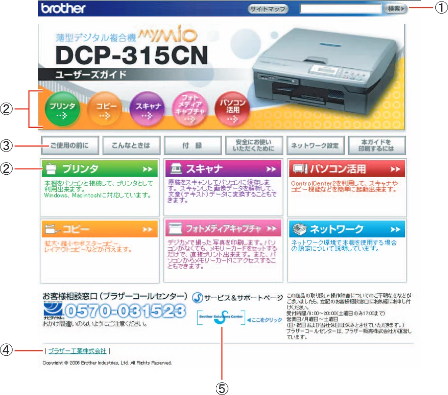 ブラザー DCP-315CN ネットワーク取扱説明書 — ユーザーズガイド(HTML版)の表示画面と操作 — 図版 7-1 — 7ページ