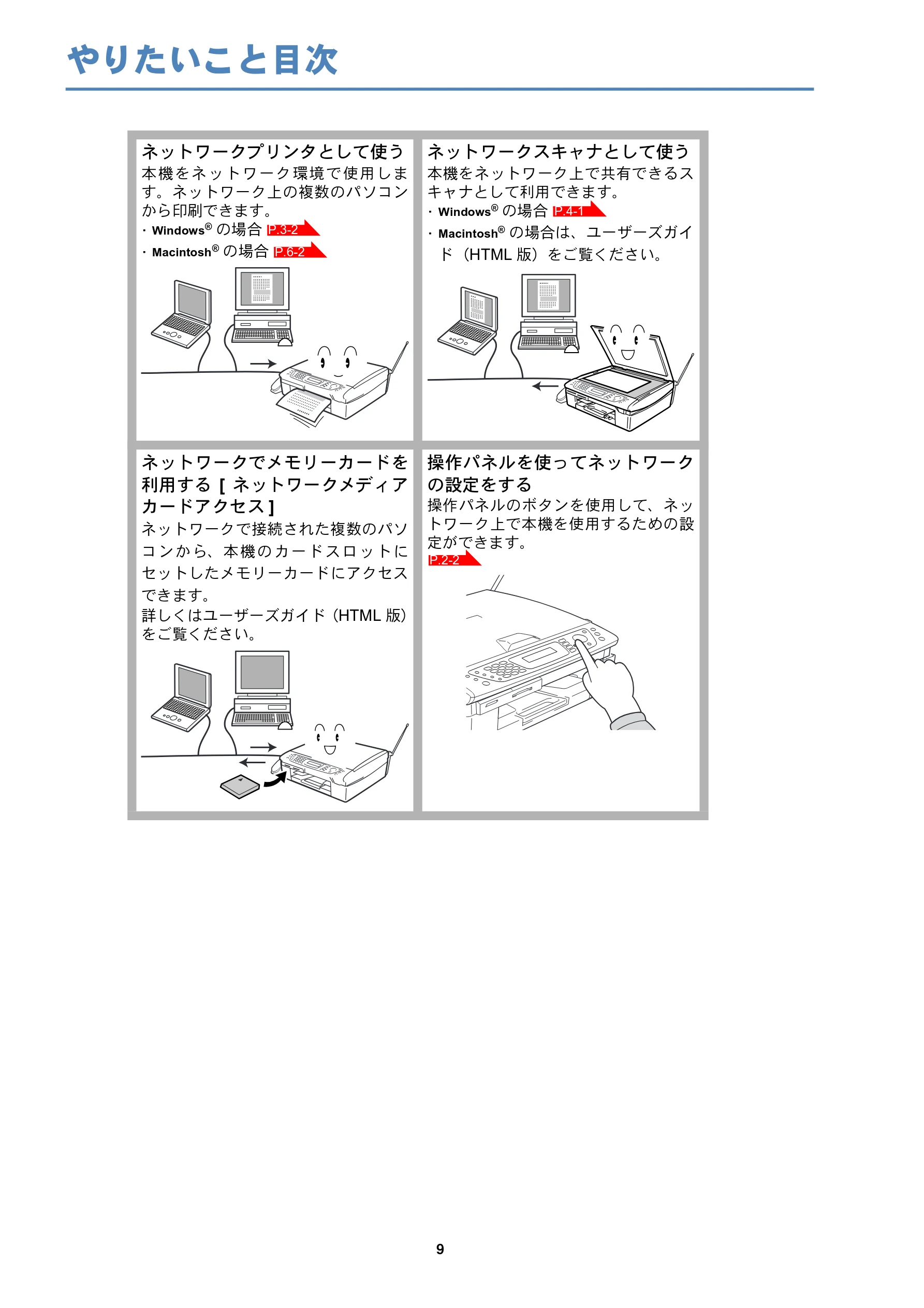 ブラザー DCP-315CN ネットワーク取扱説明書 — やりたいこと目次 — 図版 10-1 — 10ページ