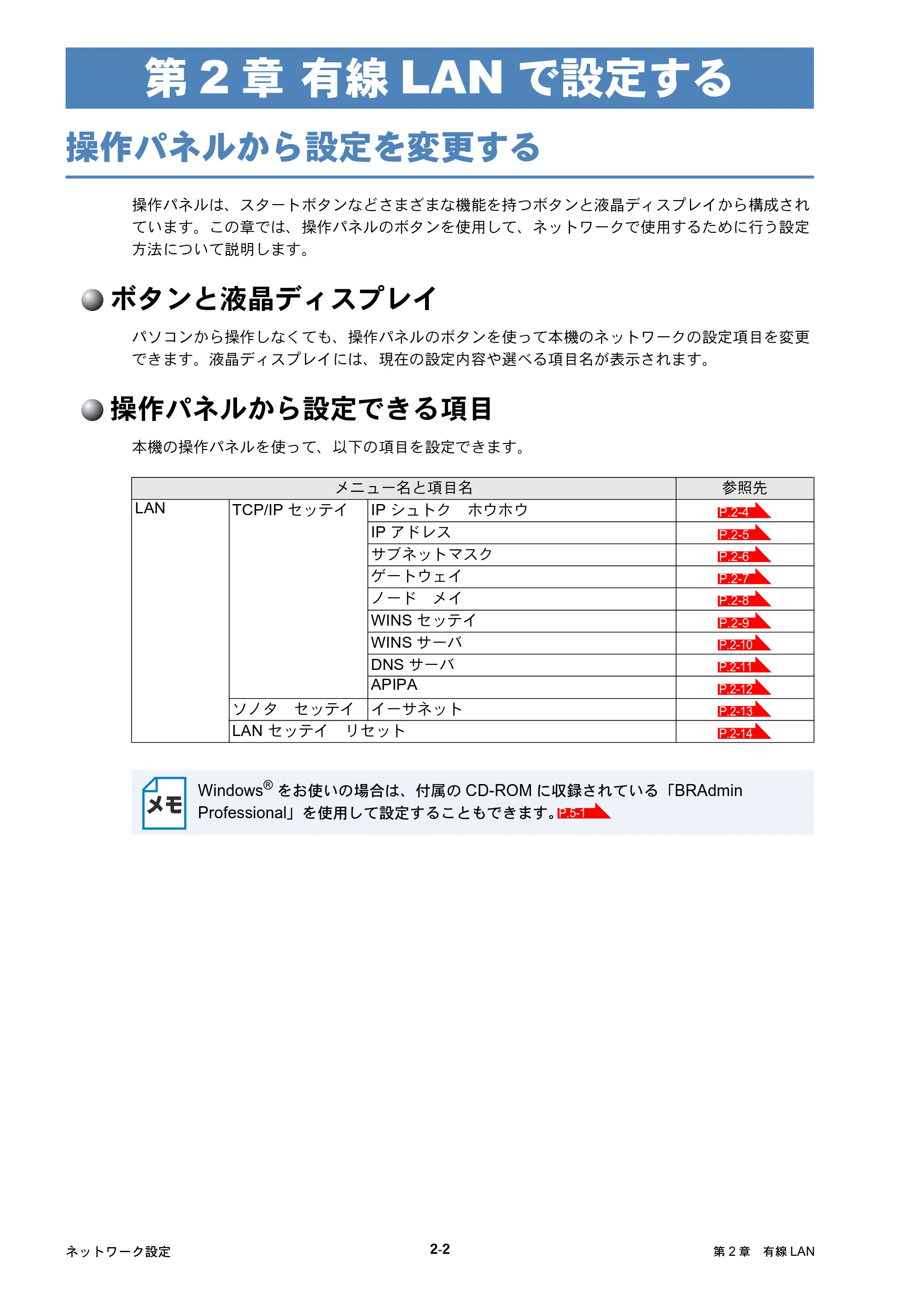 ブラザー DCP-315CN ネットワーク取扱説明書 — 第2章 有線LANで設定する — 原本ページ — 19ページ