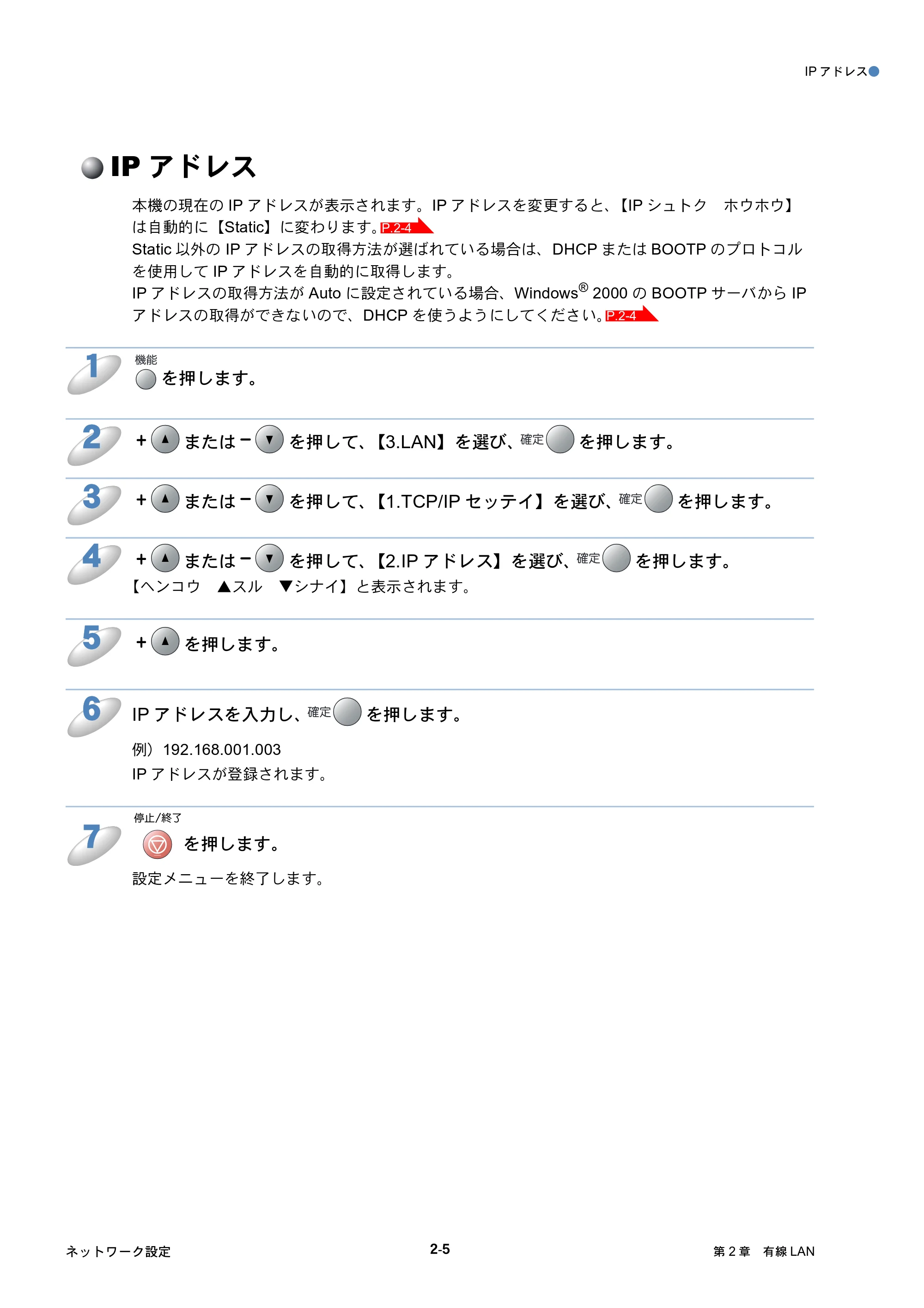 ブラザー DCP-315CN ネットワーク取扱説明書 — IPアドレス — 原本ページ — 22ページ