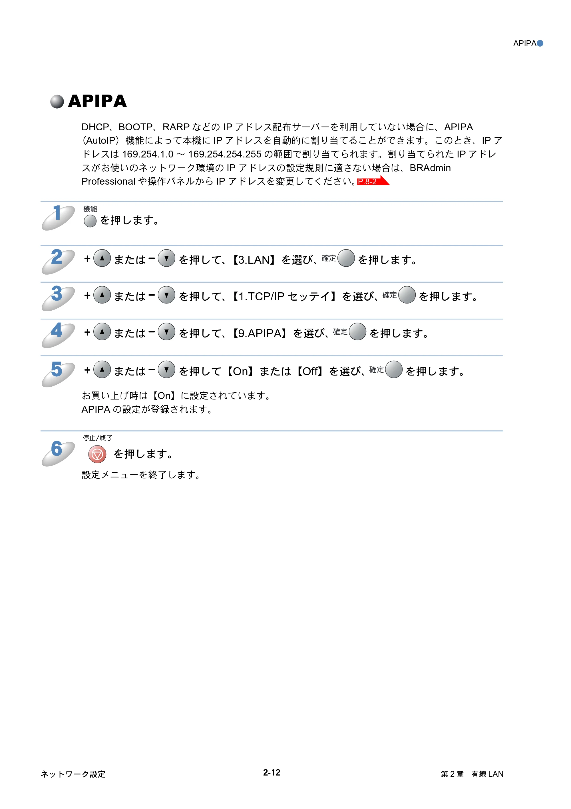 ブラザー DCP-315CN ネットワーク取扱説明書 — APIPA — 原本ページ — 29ページ
