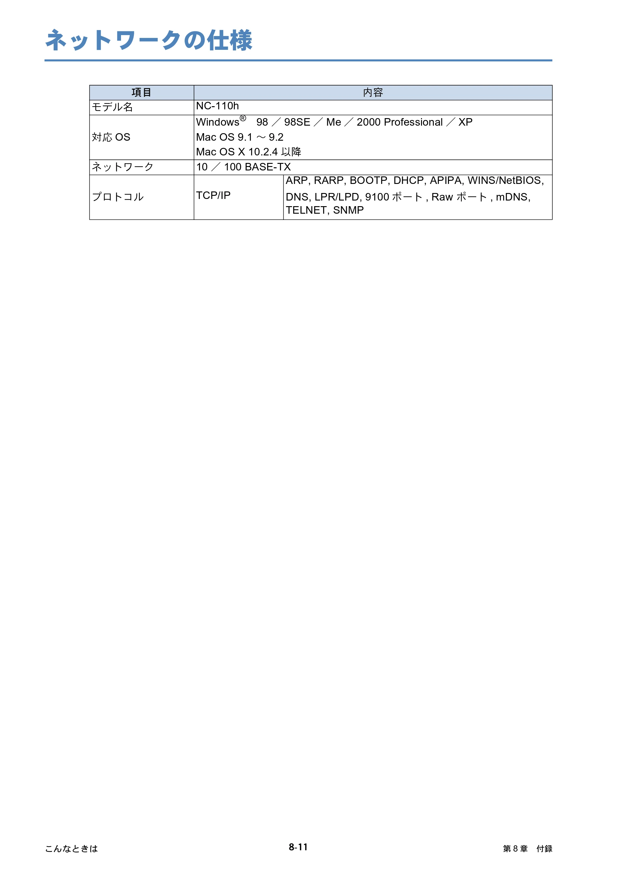 ブラザー DCP-315CN ネットワーク取扱説明書 — ネットワークの仕様 — 原本ページ — 74ページ