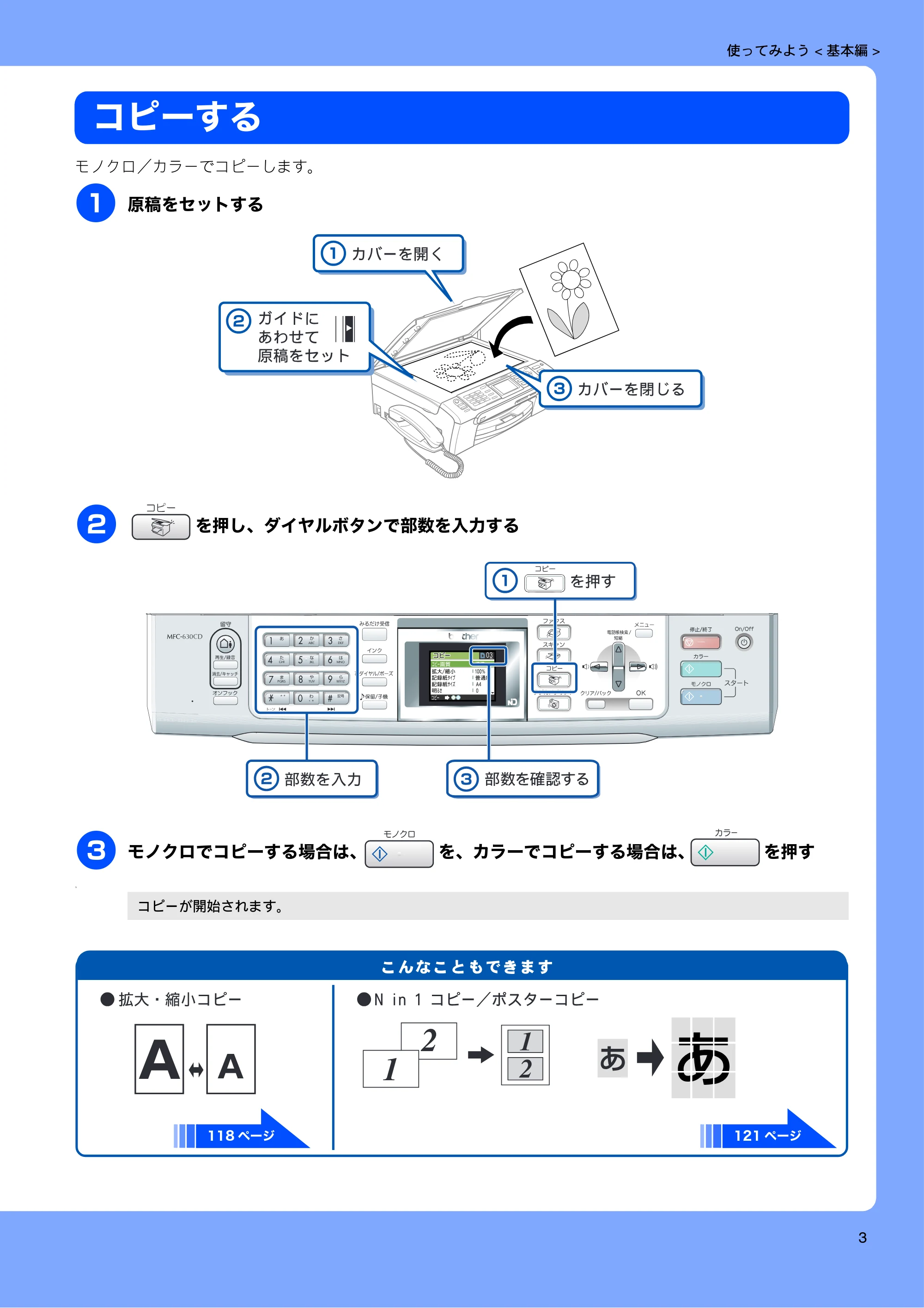 ブラザー MFC-630CD / MFC-630CDW 取扱説明書(本体) — コピーする — 原本ページ — 5ページ