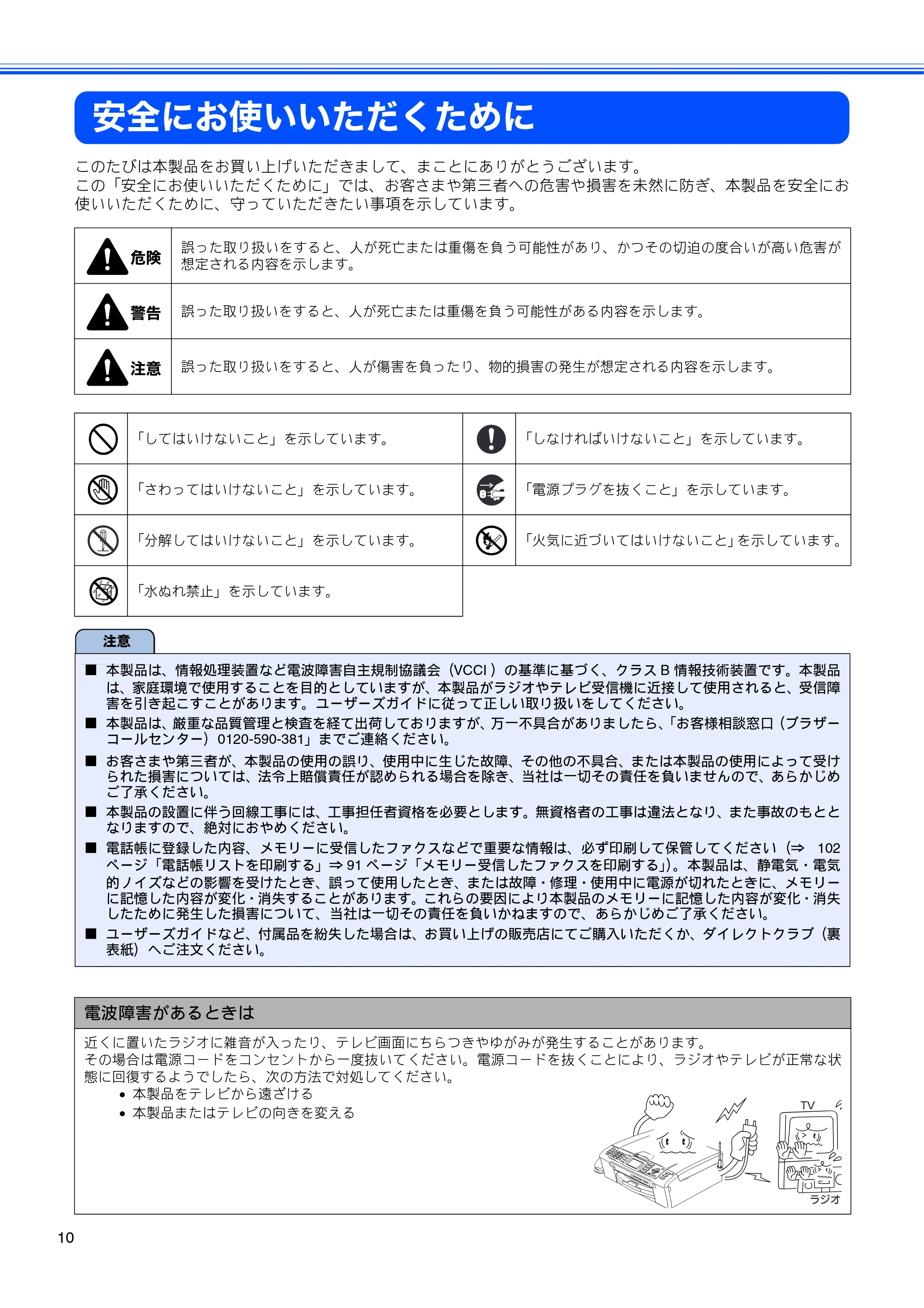 ブラザー MFC-630CD / MFC-630CDW 取扱説明書(本体) — 安全にお使いいただくために — 原本ページ — 12ページ