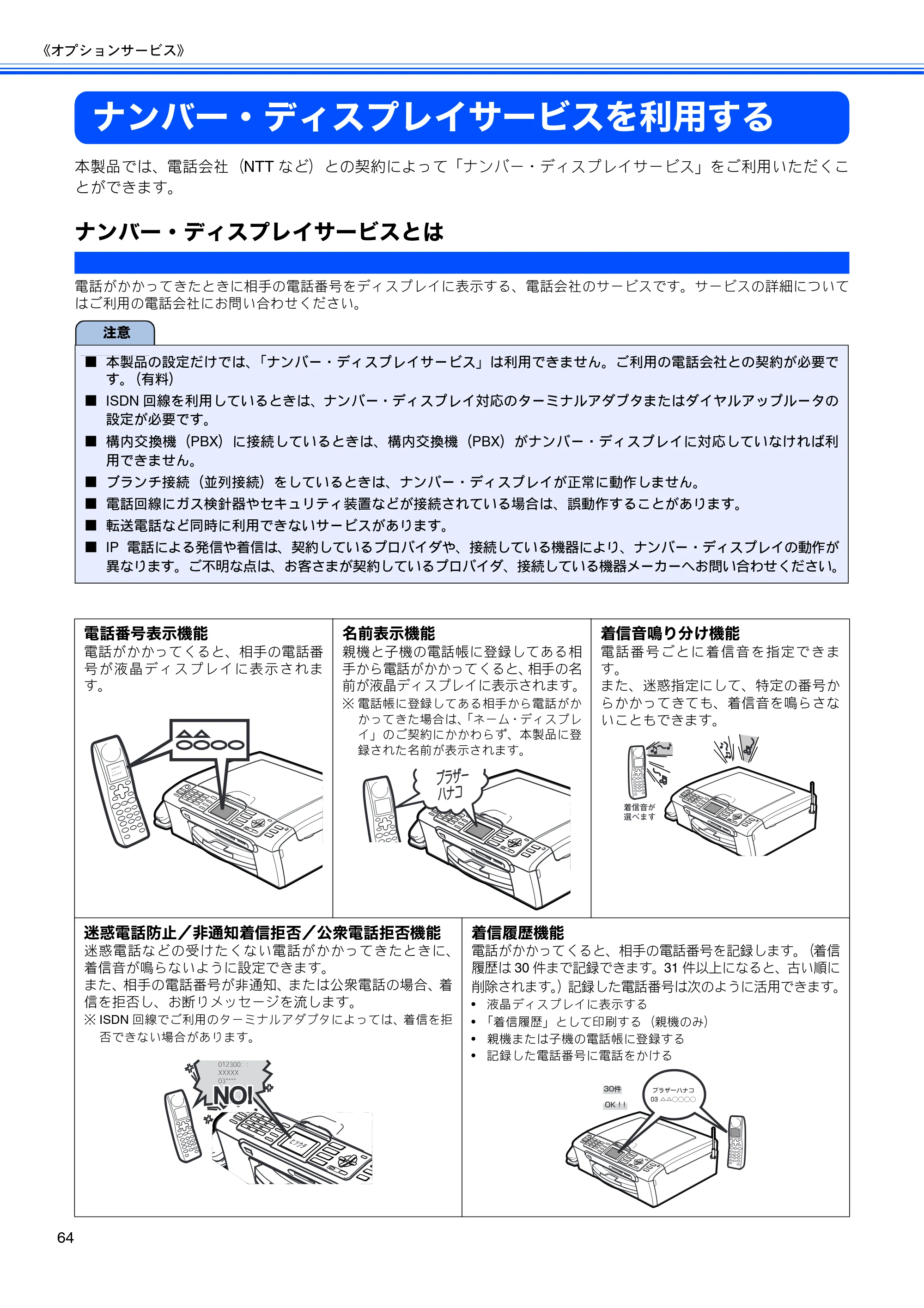 ブラザー MFC-630CD / MFC-630CDW 取扱説明書（本体） — ナンバー・ディスプレイサービスを利用する — 原本ページ — 66ページ