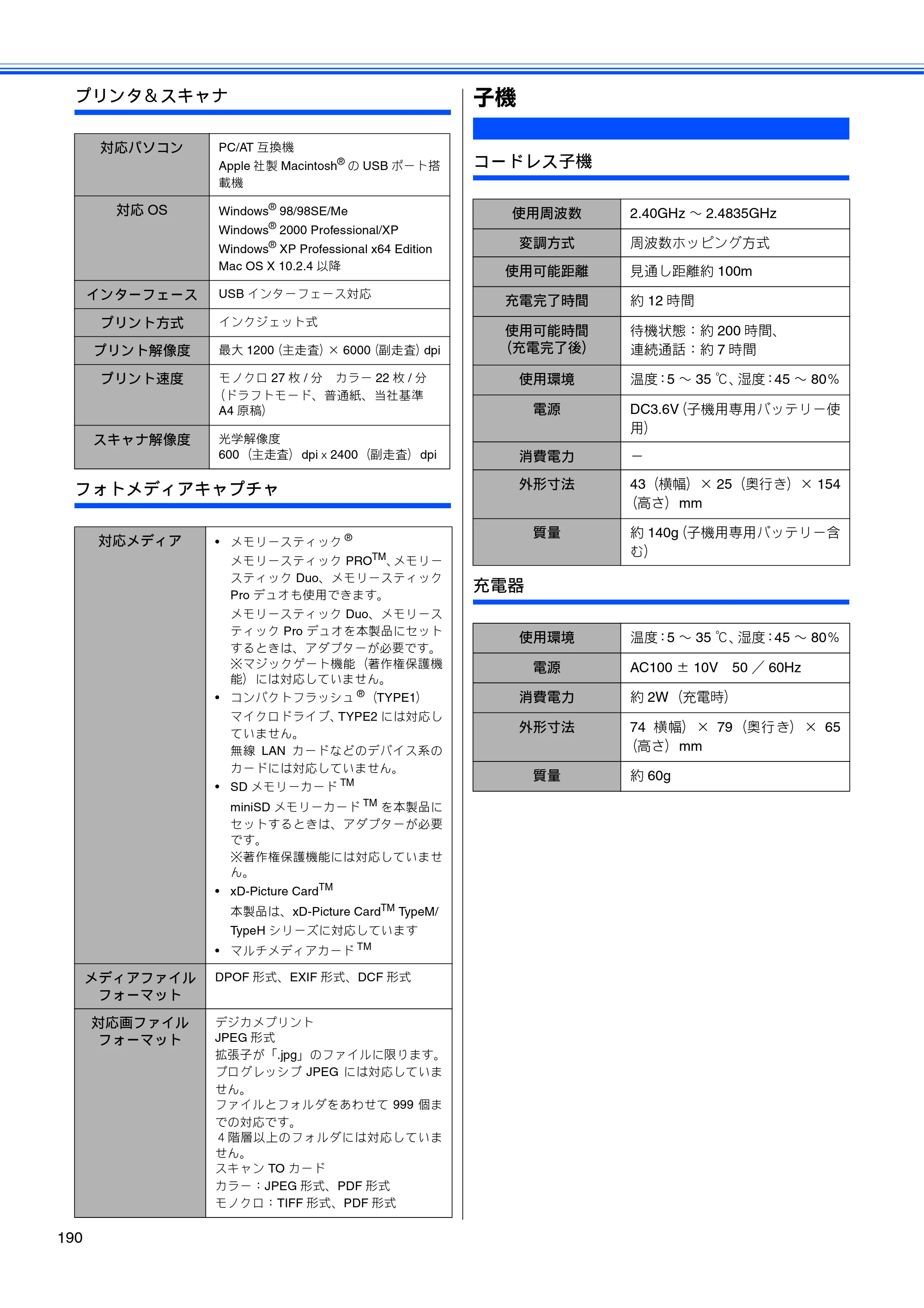 ブラザー MFC-630CD / MFC-630CDW 取扱説明書（本体） — 子機 — 原本ページ — 192ページ