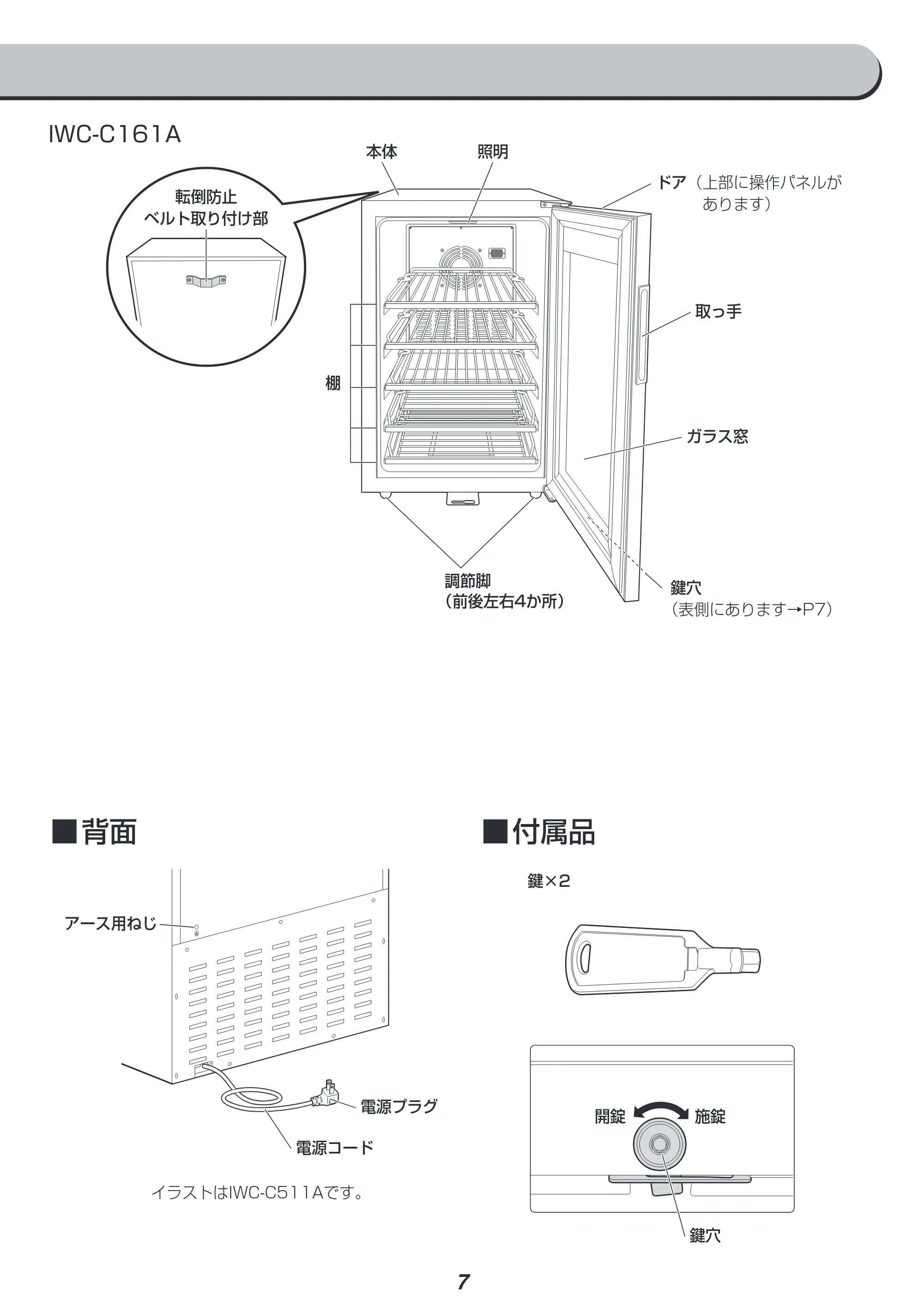 アイリスオーヤマ IWC-C161A 取扱説明書 — 原本ページ — 7ページ