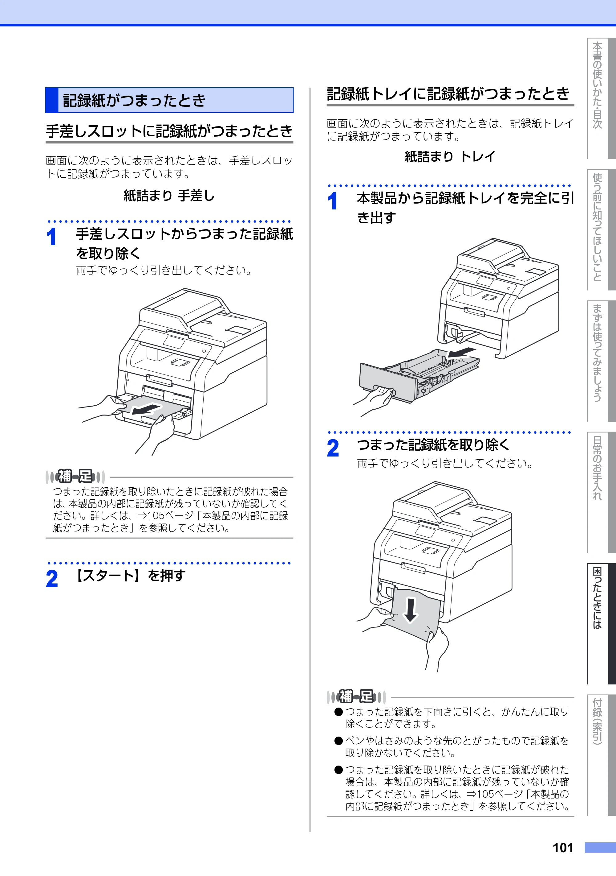 ブラザー DCP-9020CDW ユーザーズガイド ～基本編～ — 記録紙がつまったとき — 原本ページ — 101ページ