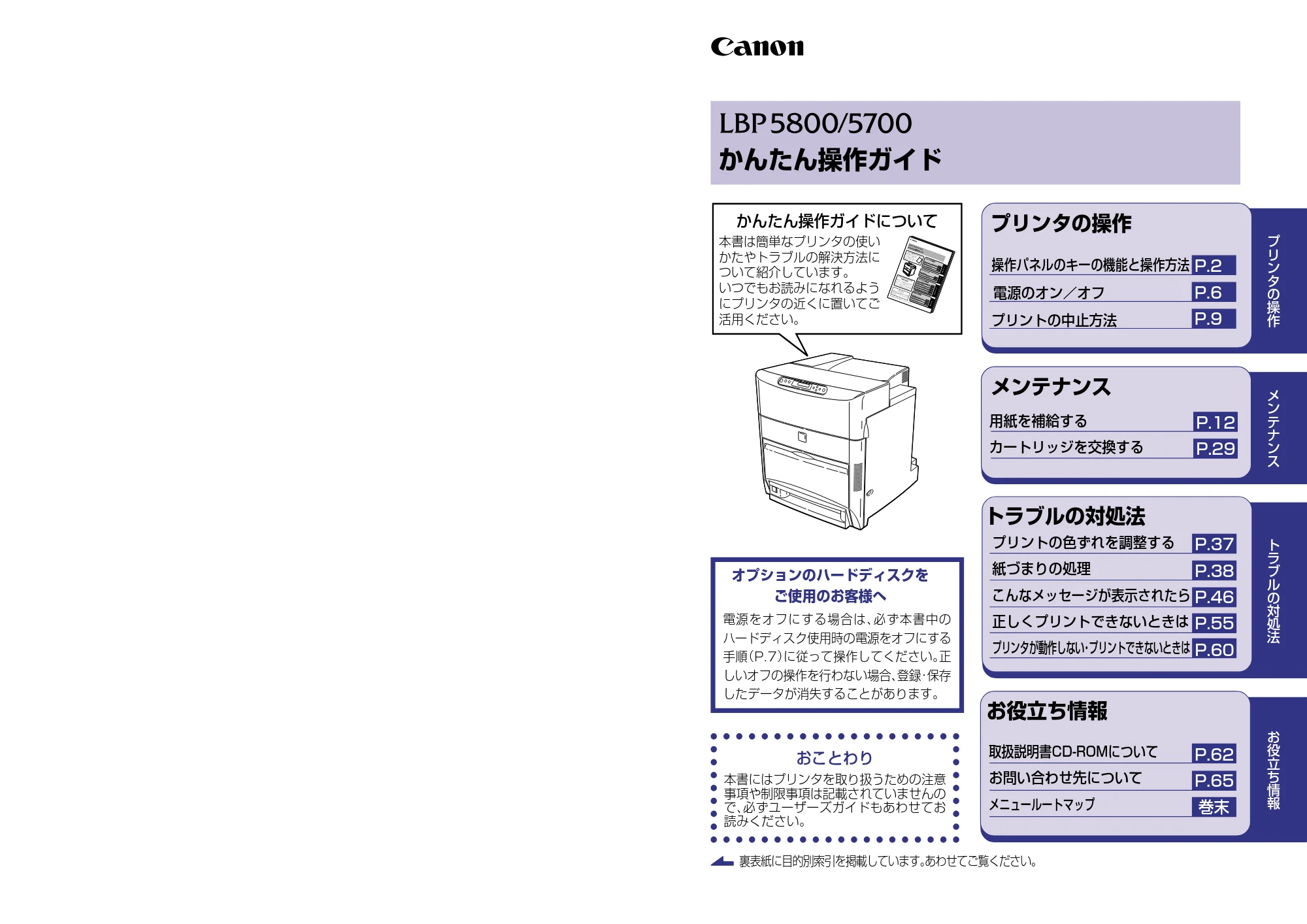 キヤノン LBP5800/5700 かんたん操作ガイド 2006年5月25日更新 (PDF形式/3.22Mバイト) — 原本ページ — 1ページ
