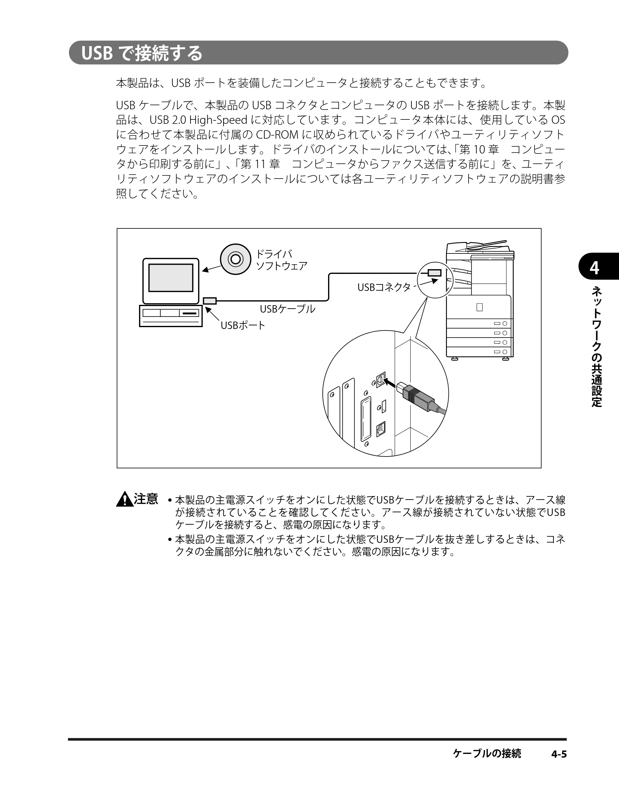 キヤノン iR3245/3245F/3245F-R/3235/3235F/3225/3225F/3225F-R スタートガイド （PDF形式／9.72Mバイト） — USBで接続する — 原本ページ — 47ページ