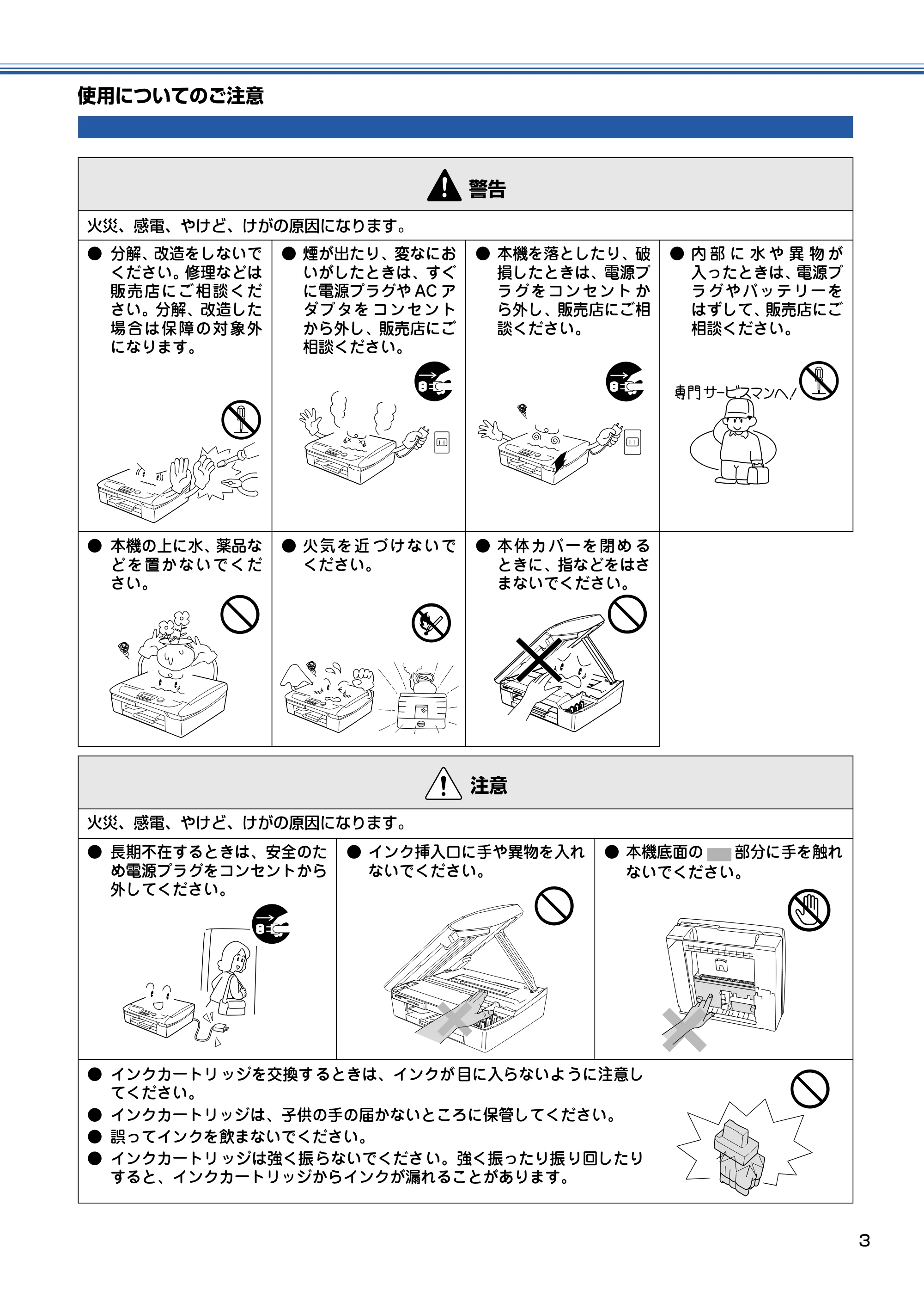 ブラザー MFC-410CN 取扱説明書（本体） — 使用についてのご注意 — 原本ページ — 4ページ