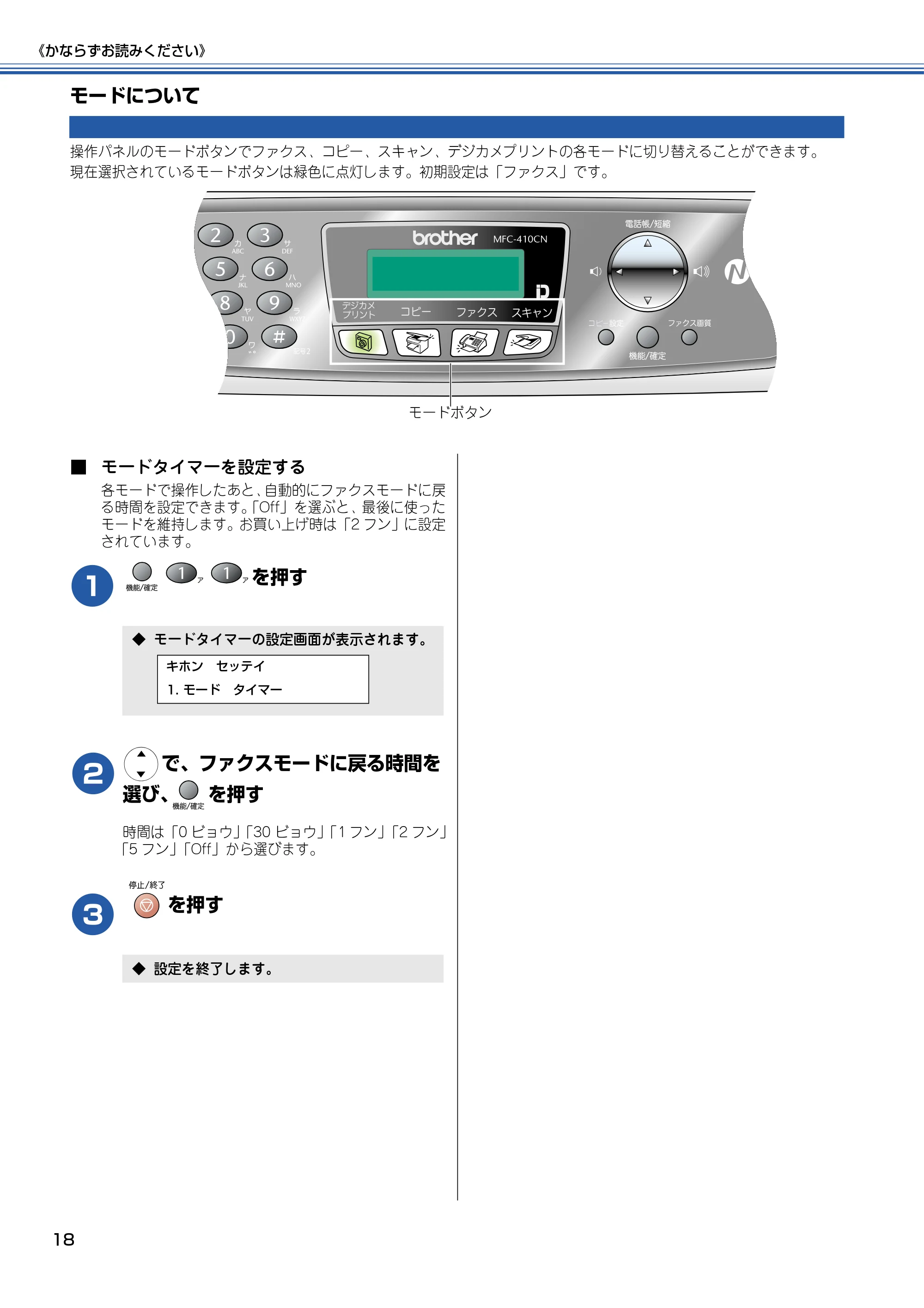 ブラザー MFC-410CN 取扱説明書（本体） — モードについて — 原本ページ — 19ページ