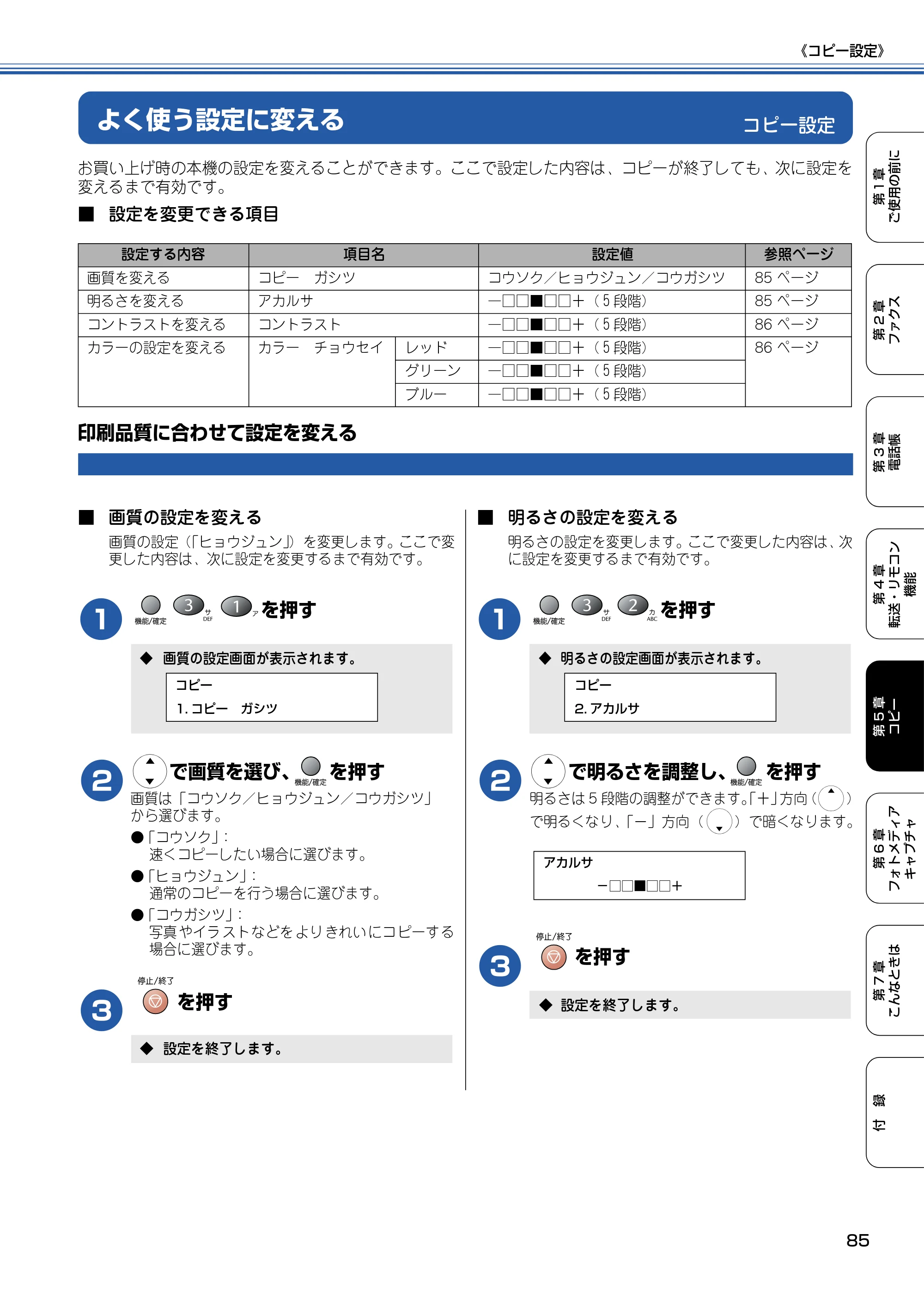 ブラザー MFC-410CN 取扱説明書（本体） — コピー設定 — 原本ページ — 86ページ
