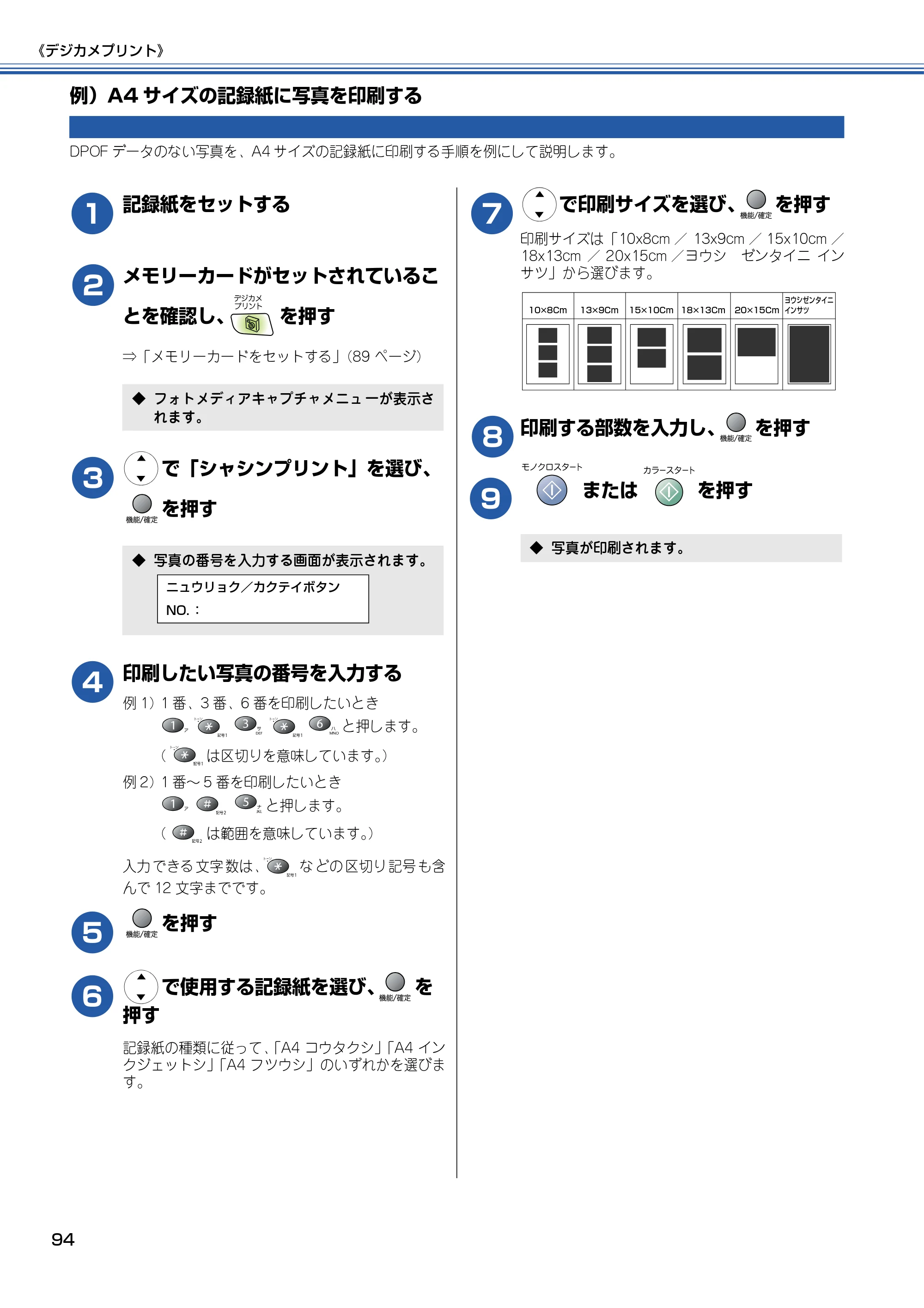 ブラザー MFC-410CN 取扱説明書（本体） — 例）A4サイズの記録紙に写真を印刷する — 原本ページ — 95ページ