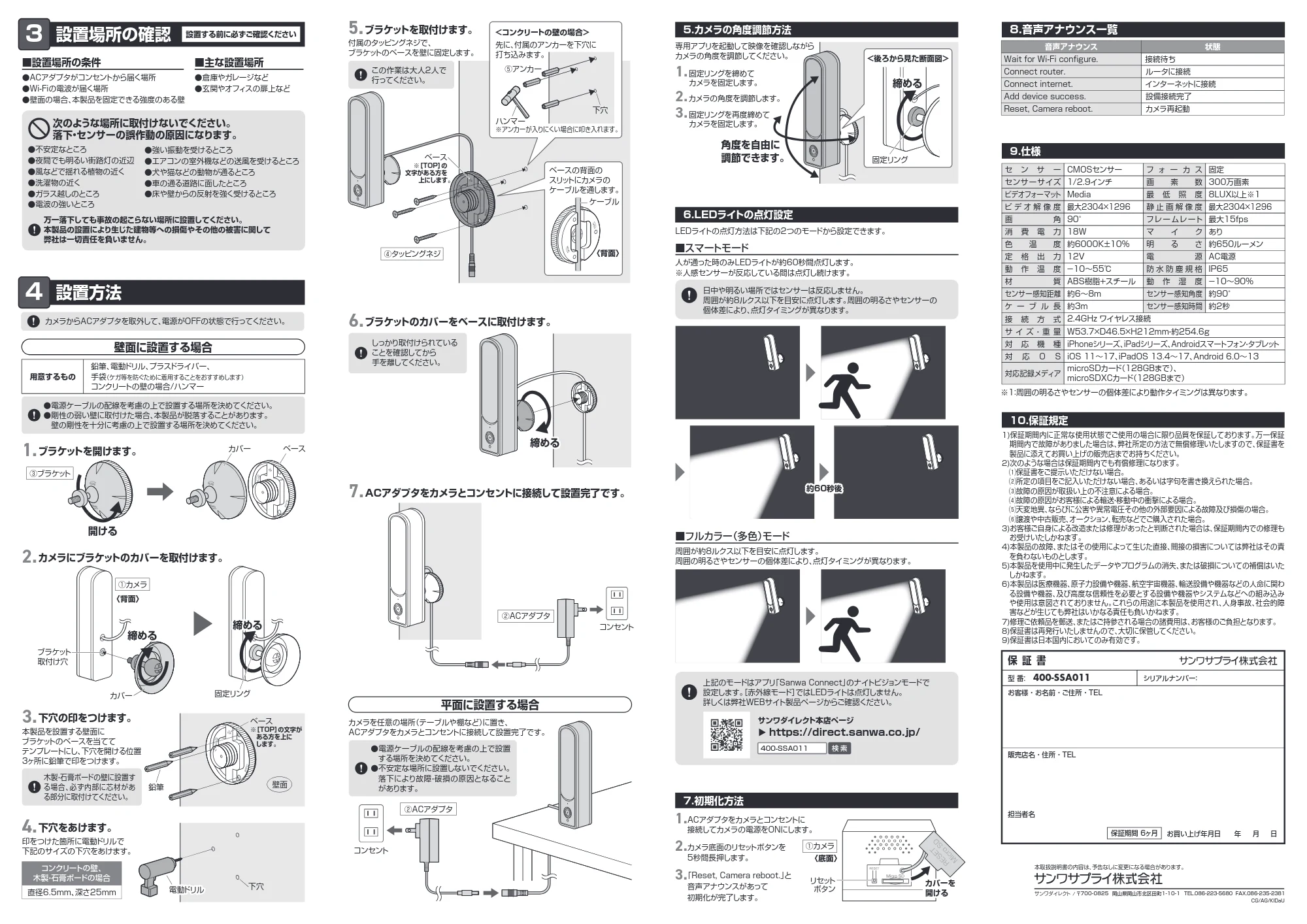 サンワサプライ 400-SSA011 / 402-SSA011SET1 取扱説明書 — 原本ページ — 2ページ
