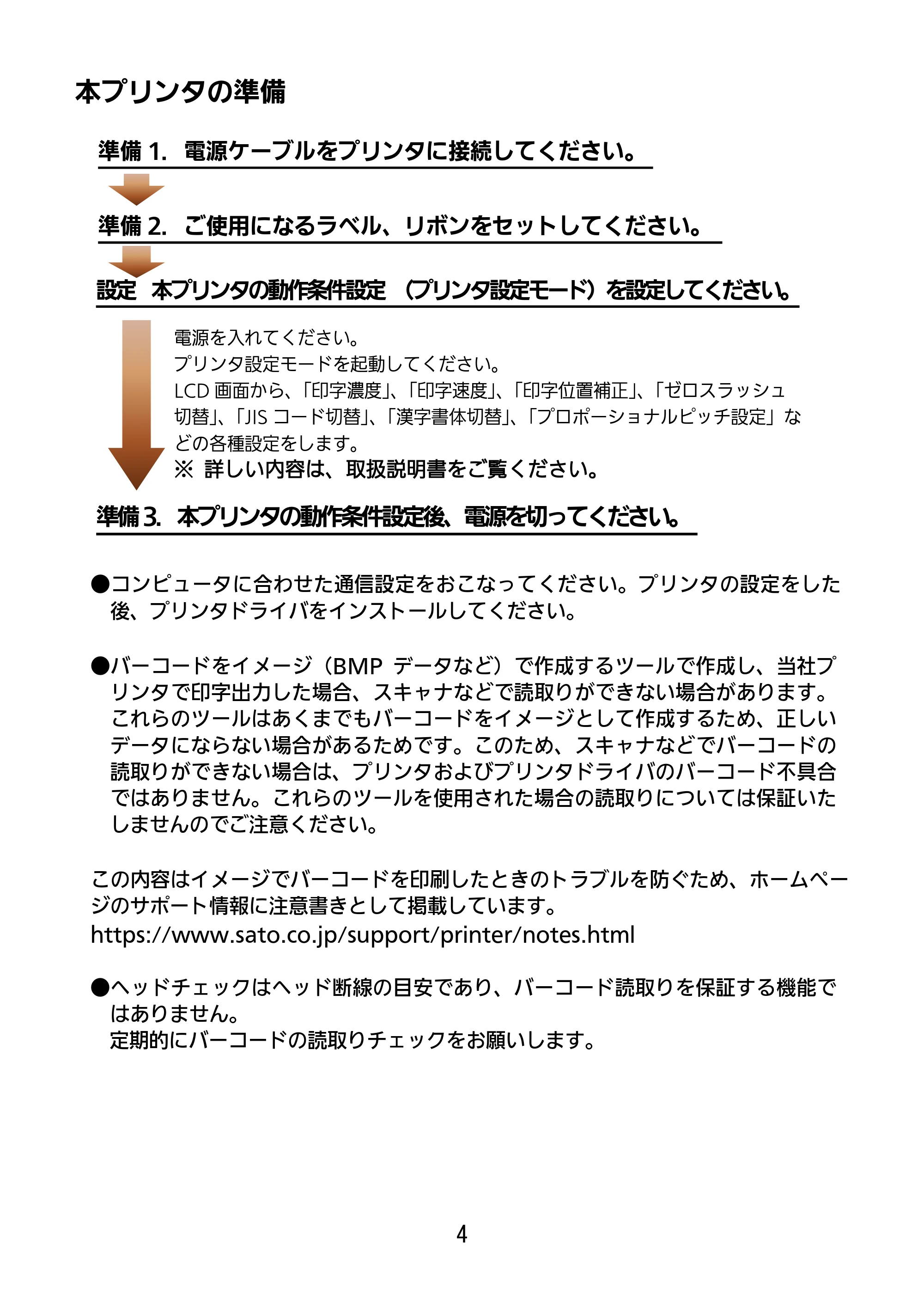 サトー SG112T / R セットアップガイド（第3版） — 本プリンタの準備 — 原本ページ — 5ページ