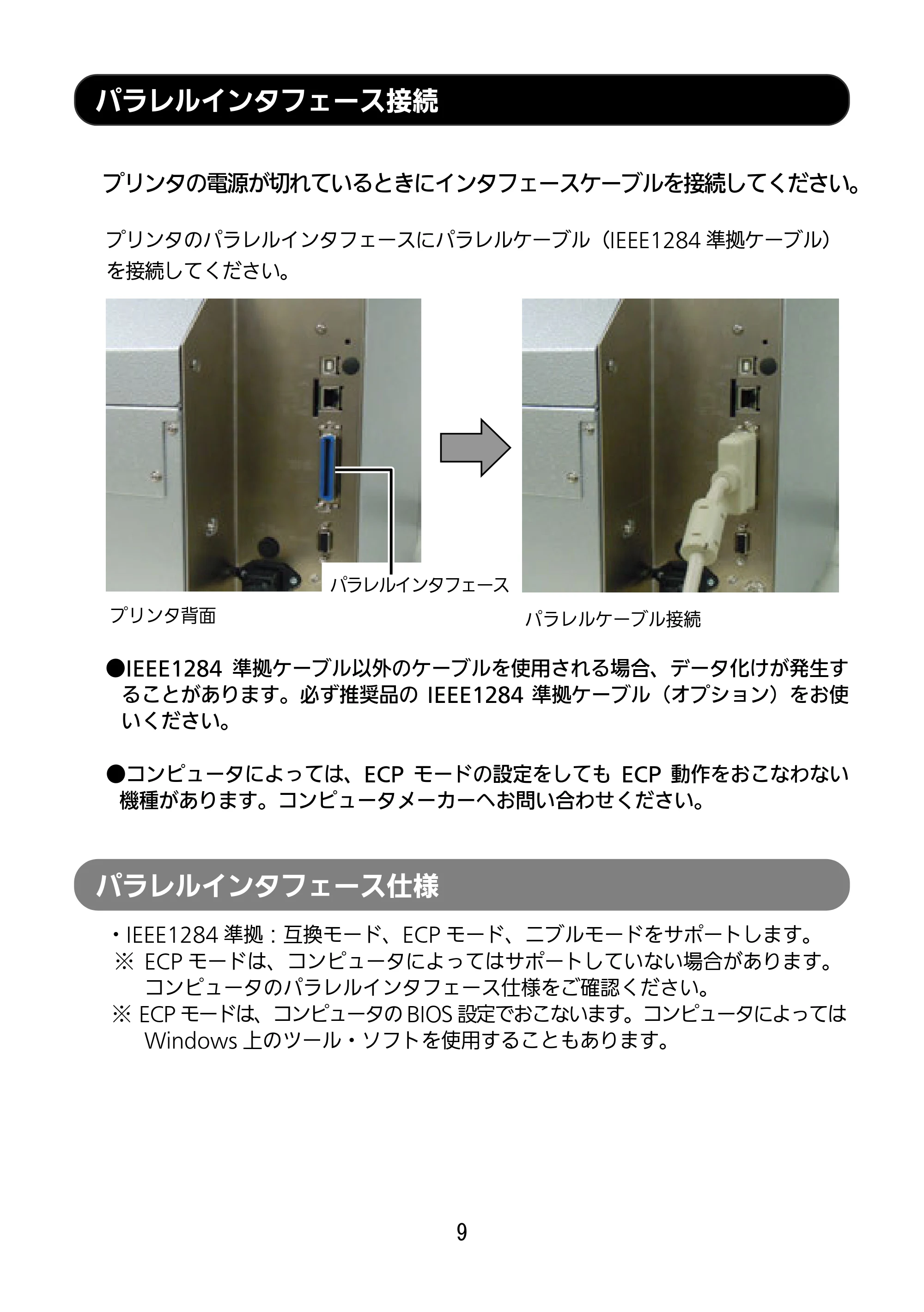 サトー SG112T / R セットアップガイド（第3版） — パラレルインタフェース接続 — 原本ページ — 10ページ