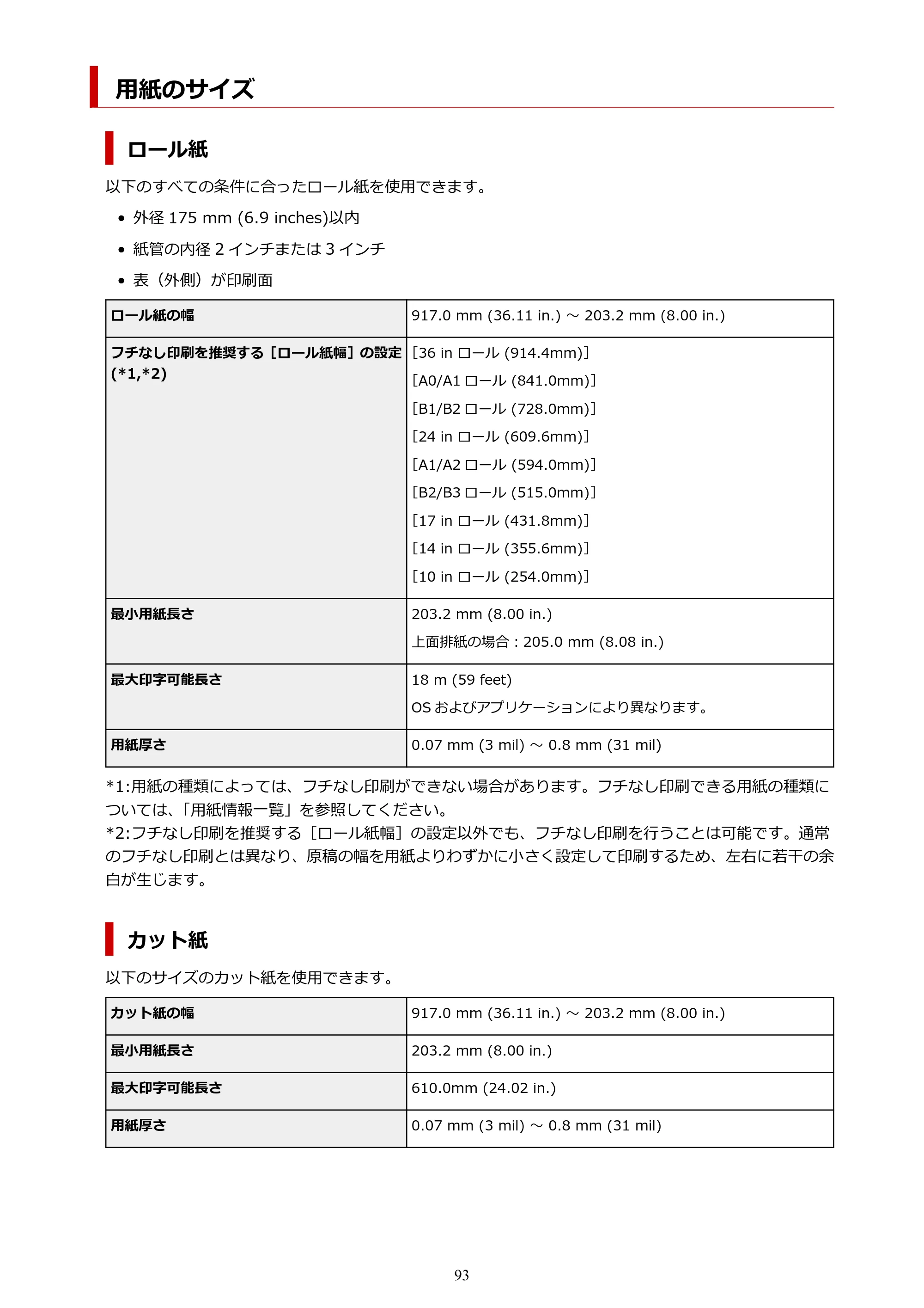 キヤノン TZ-30000 TZ-30000 オンラインマニュアル PDF版（Mac版）2023年1月26日更新（PDF：13.3MB） — 用紙のサイズ — 原本ページ — 93ページ