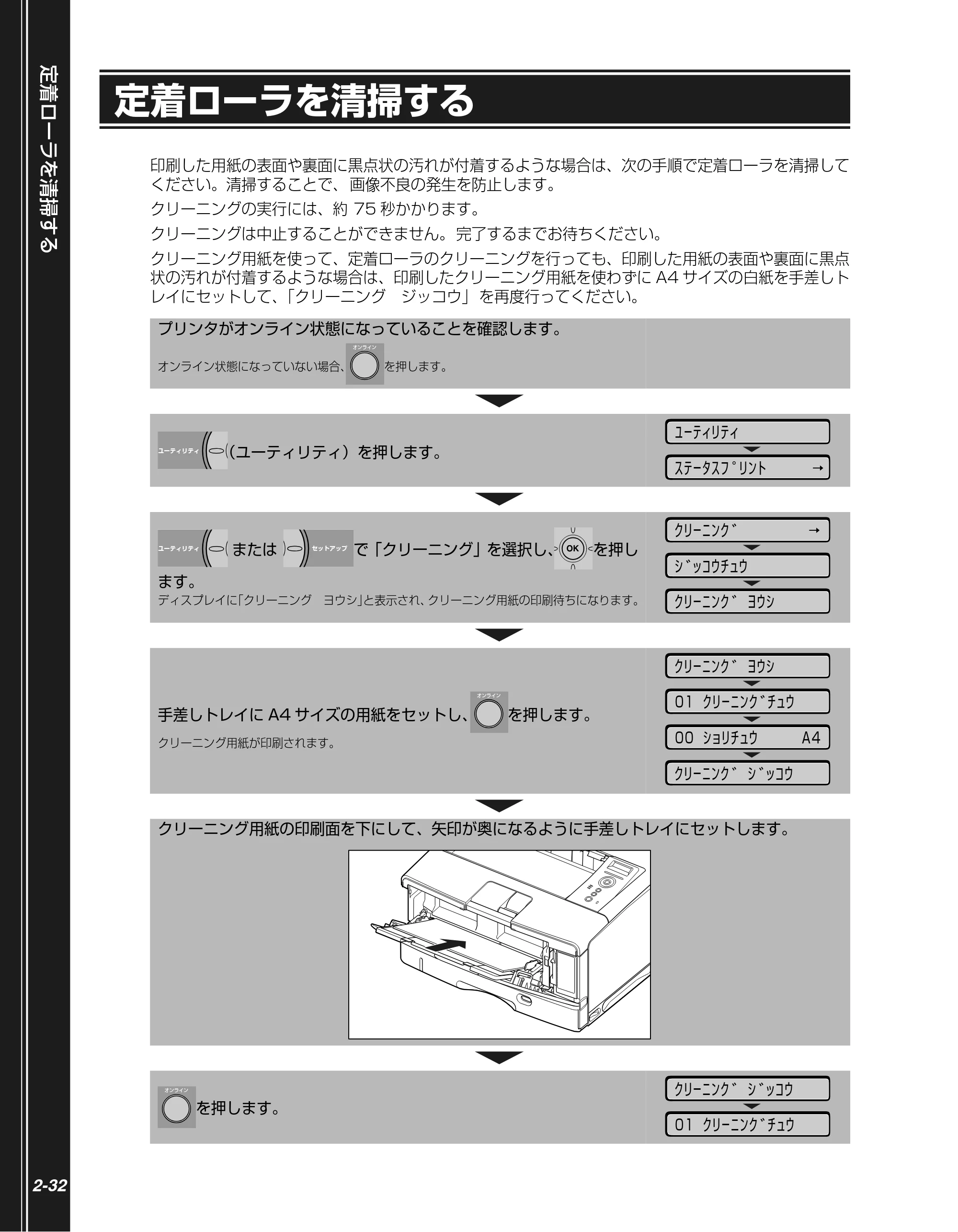 キヤノン LBP3970/3920 かんたん操作ガイド 2007年1月25日掲載 （PDF形式／5.19Mバイト） — 定着ローラを清掃する — 原本ページ — 48ページ
