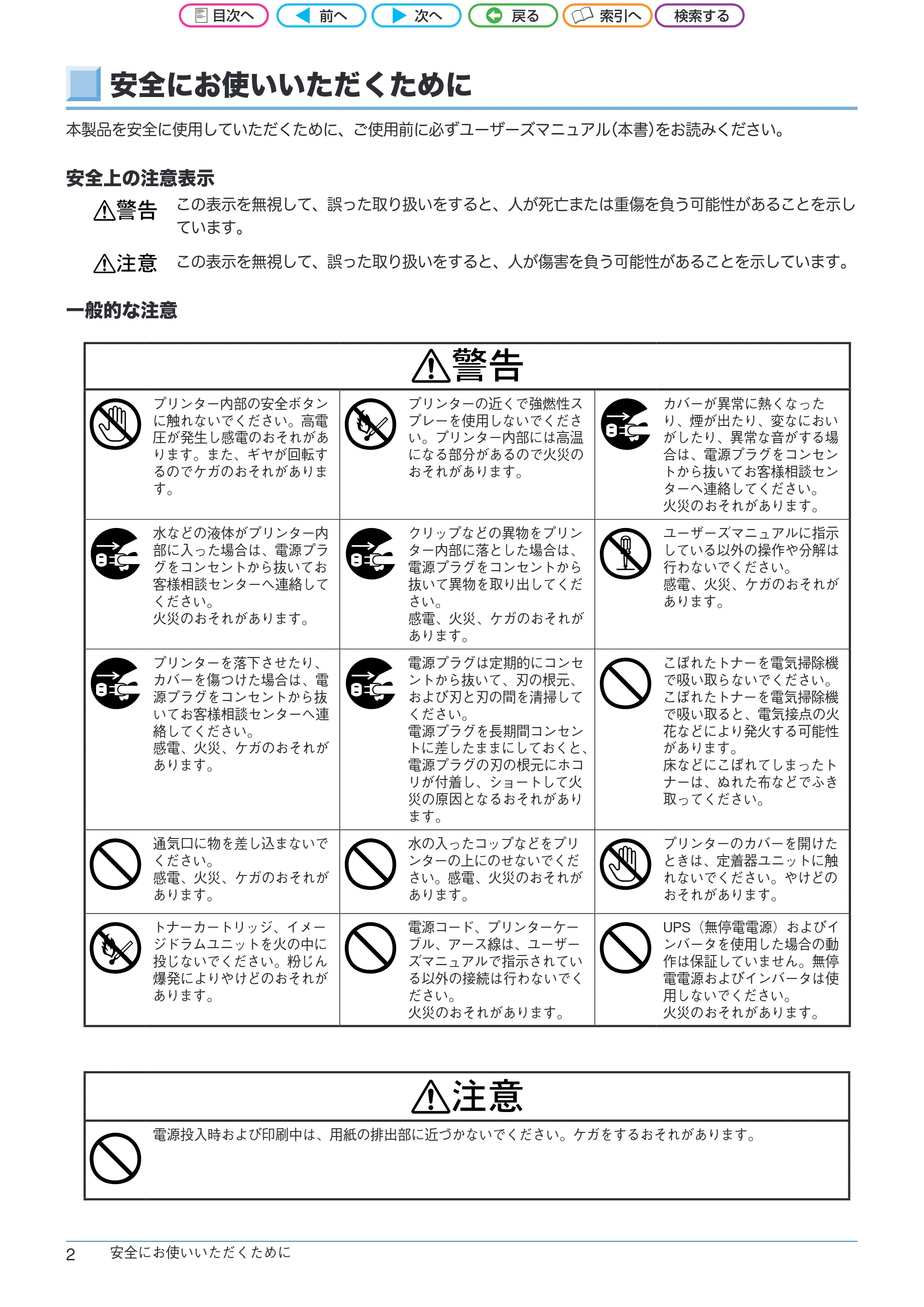 沖電気 C301dn / C312dn / C511dn ユーザーズマニュアル セットアップと使いかた編 言語 : 日本語 ac1 (サイズ: 32.7 MB) — 安全にお使いいただくために — 原本ページ — 2ページ