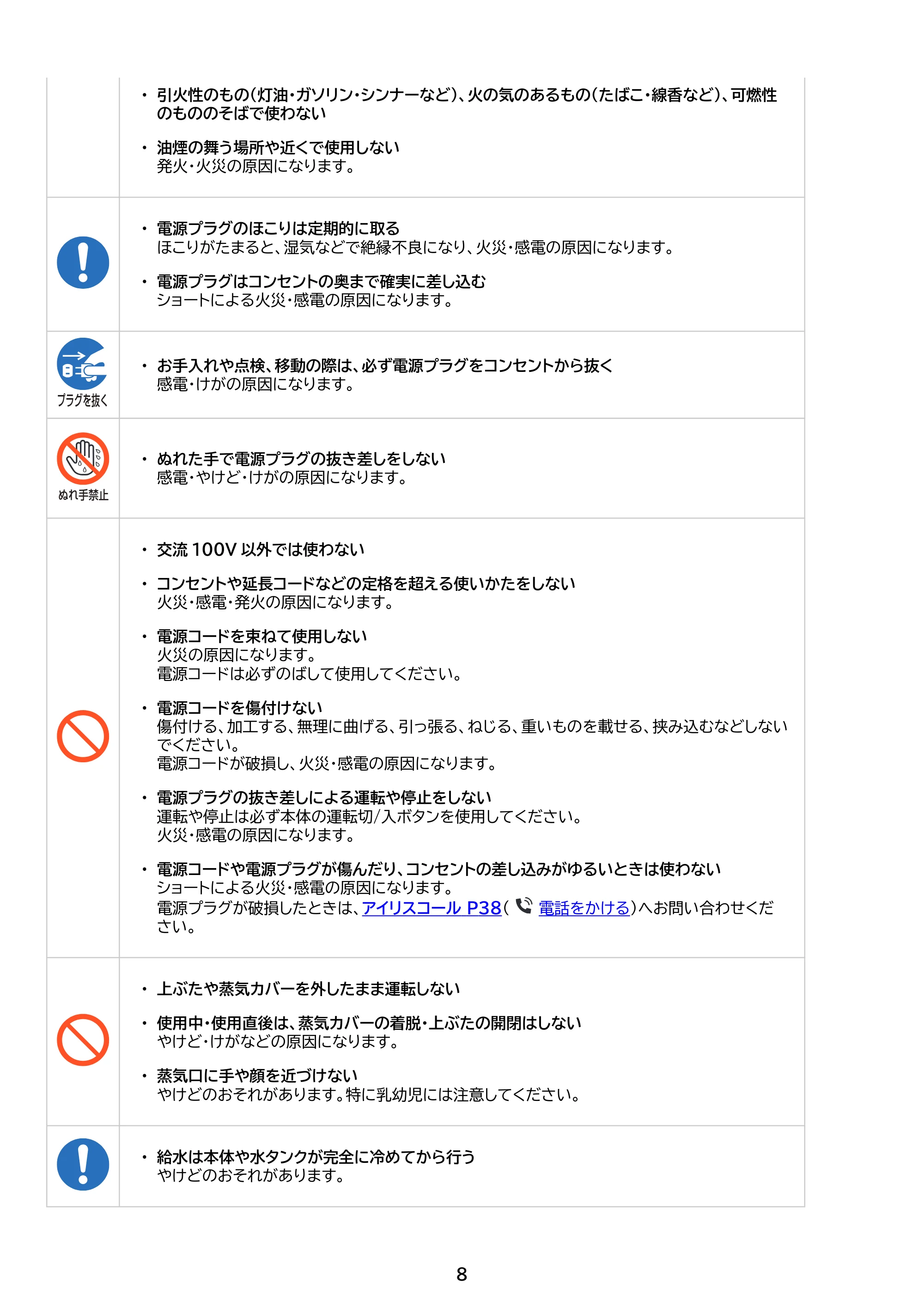 アイリスオーヤマ KHM-MHU401 取扱説明書 — 原本ページ — 8ページ