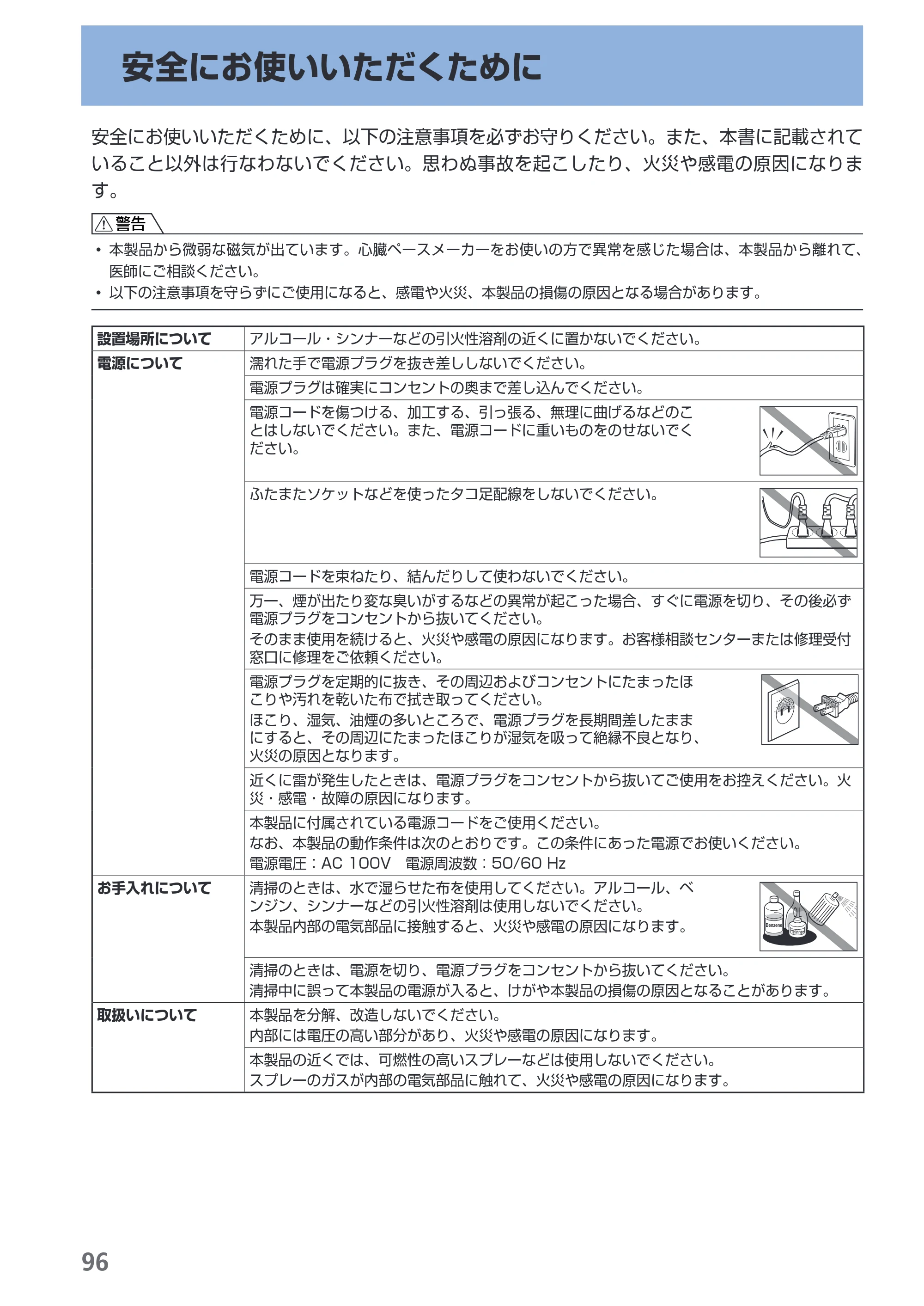 キヤノン PIXUS iP3600 基本操作ガイド （PDF形式／15.65Mバイト） — 安全にお使いいただくために — 原本ページ — 98ページ