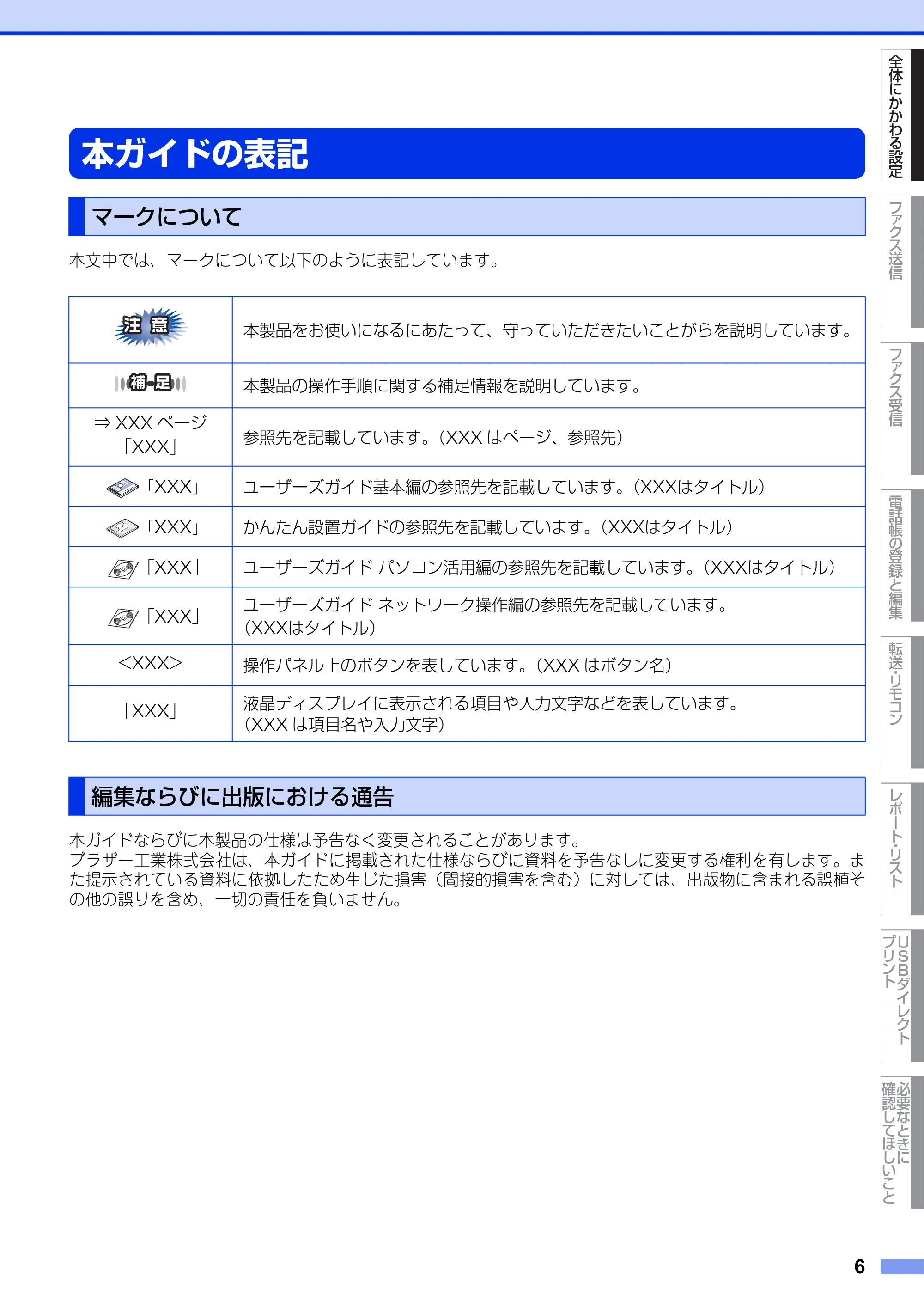 ブラザー MFC-9460CDN ユーザーズガイド ～応用編～ — 本ガイドの表記 — 原本ページ — 6ページ