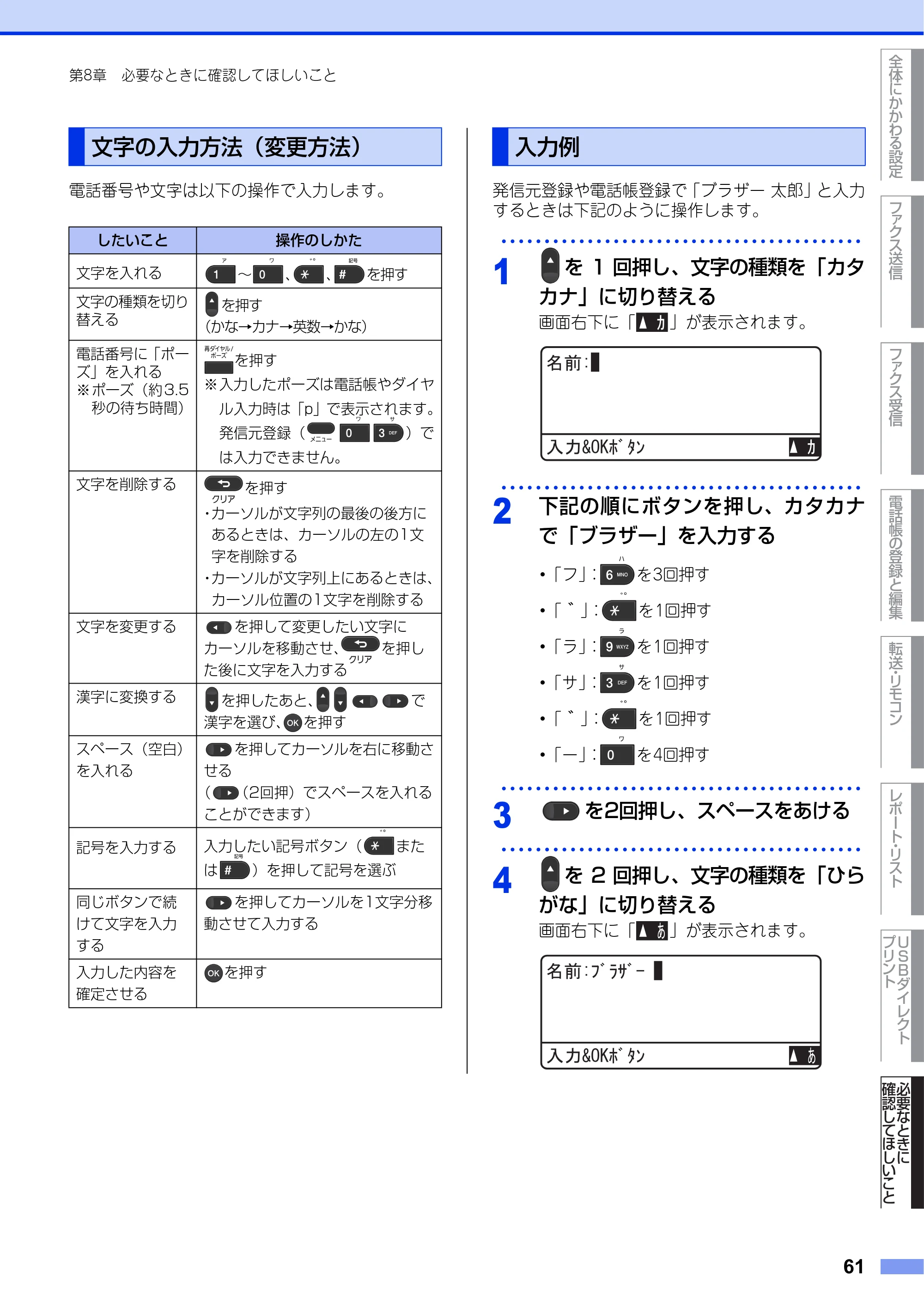 ブラザー MFC-9460CDN ユーザーズガイド ～応用編～ — 文字の入力方法（変更方法） — 原本ページ — 61ページ