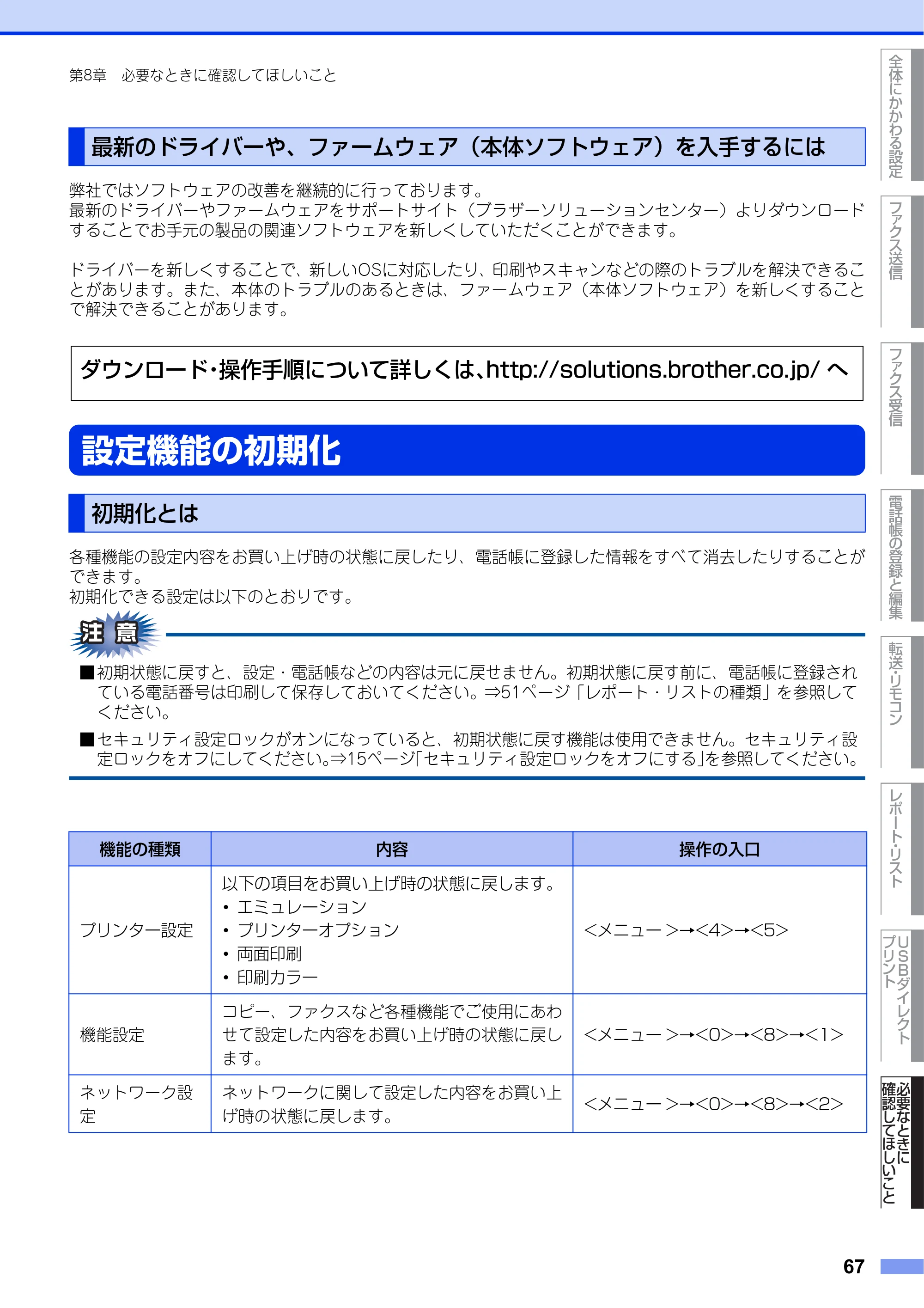 ブラザー MFC-9460CDN ユーザーズガイド ～応用編～ — 最新のドライバーや、ファームウェア（本体ソフトウェア）を入手するには — 原本ページ — 67ページ
