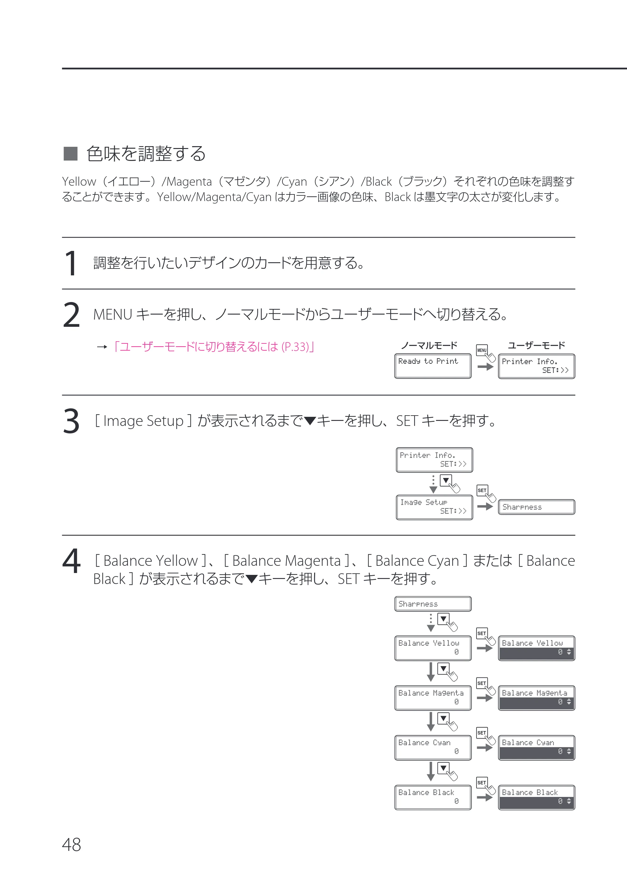 キヤノン IX-R7000 IX-R7000 操作ガイド 2026年9月17日更新（PDF：7.46MB） — 色味を調整する — 原本ページ — 52ページ