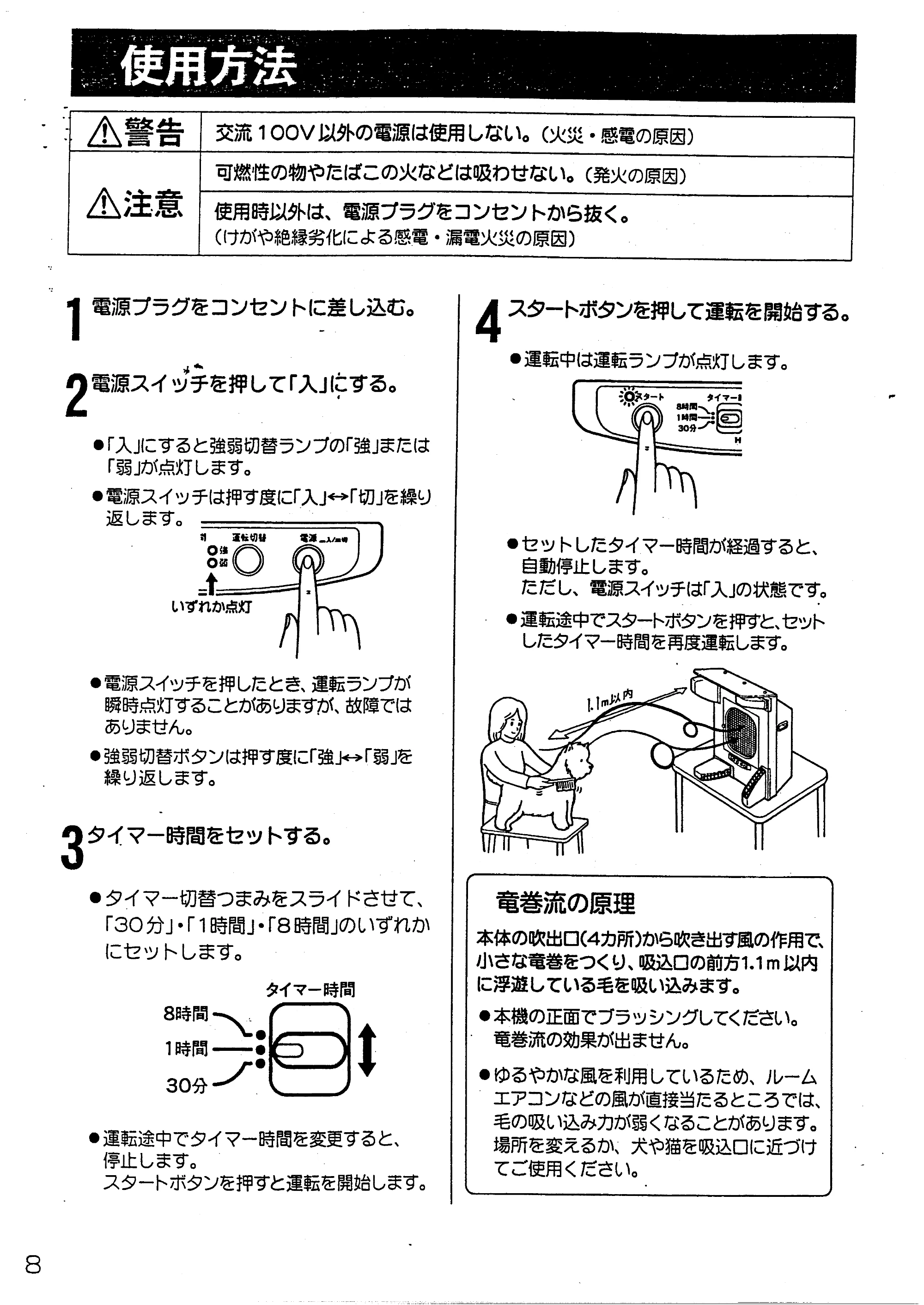 日立 PZ-G400 取扱説明書 — 使用方法 — 原本ページ — 8ページ