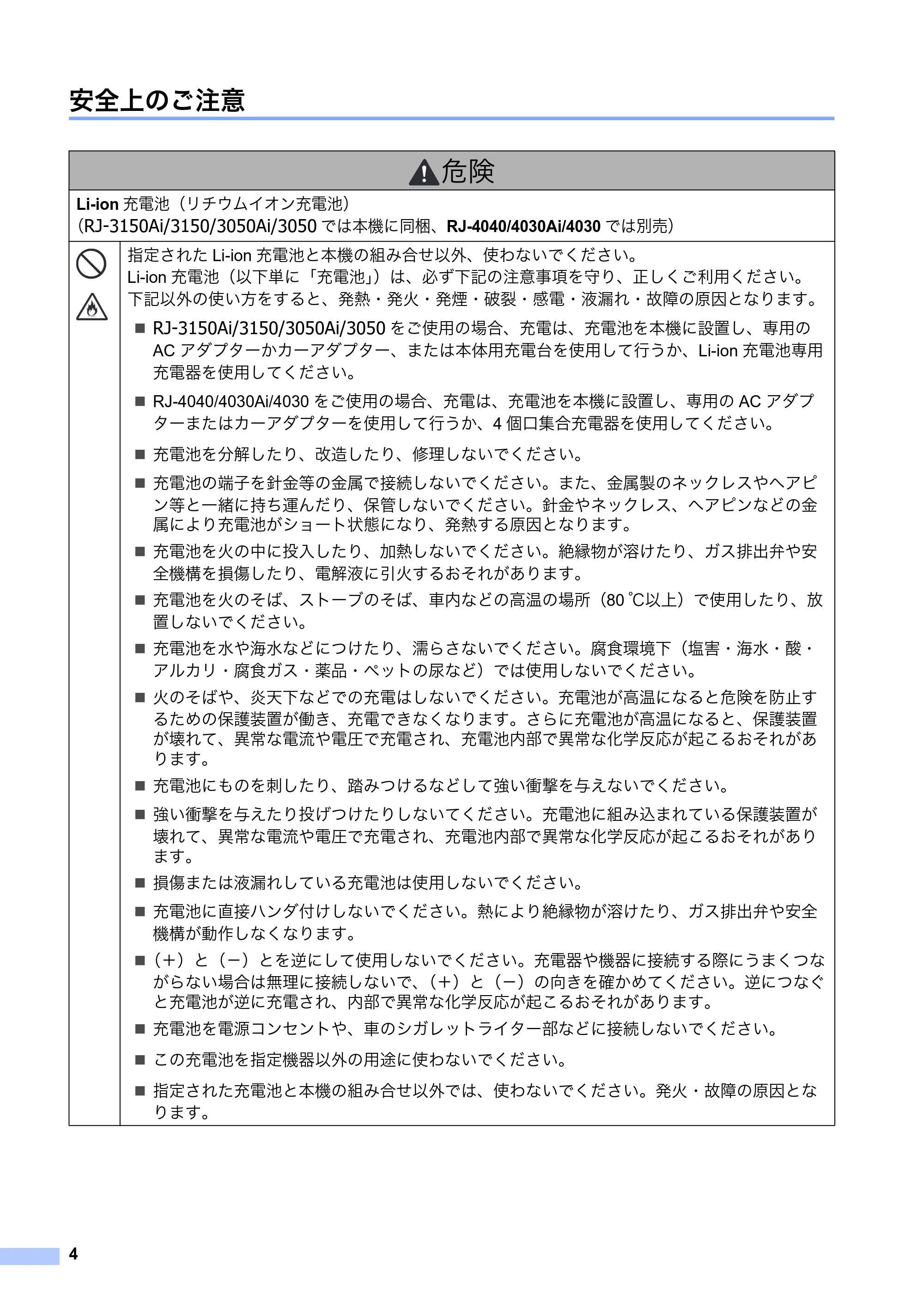 ブラザー RJ-4030 / RJ-4030Ai / RJ-4040 安全にお使いいただくために — 安全上のご注意 — 原本ページ — 5ページ