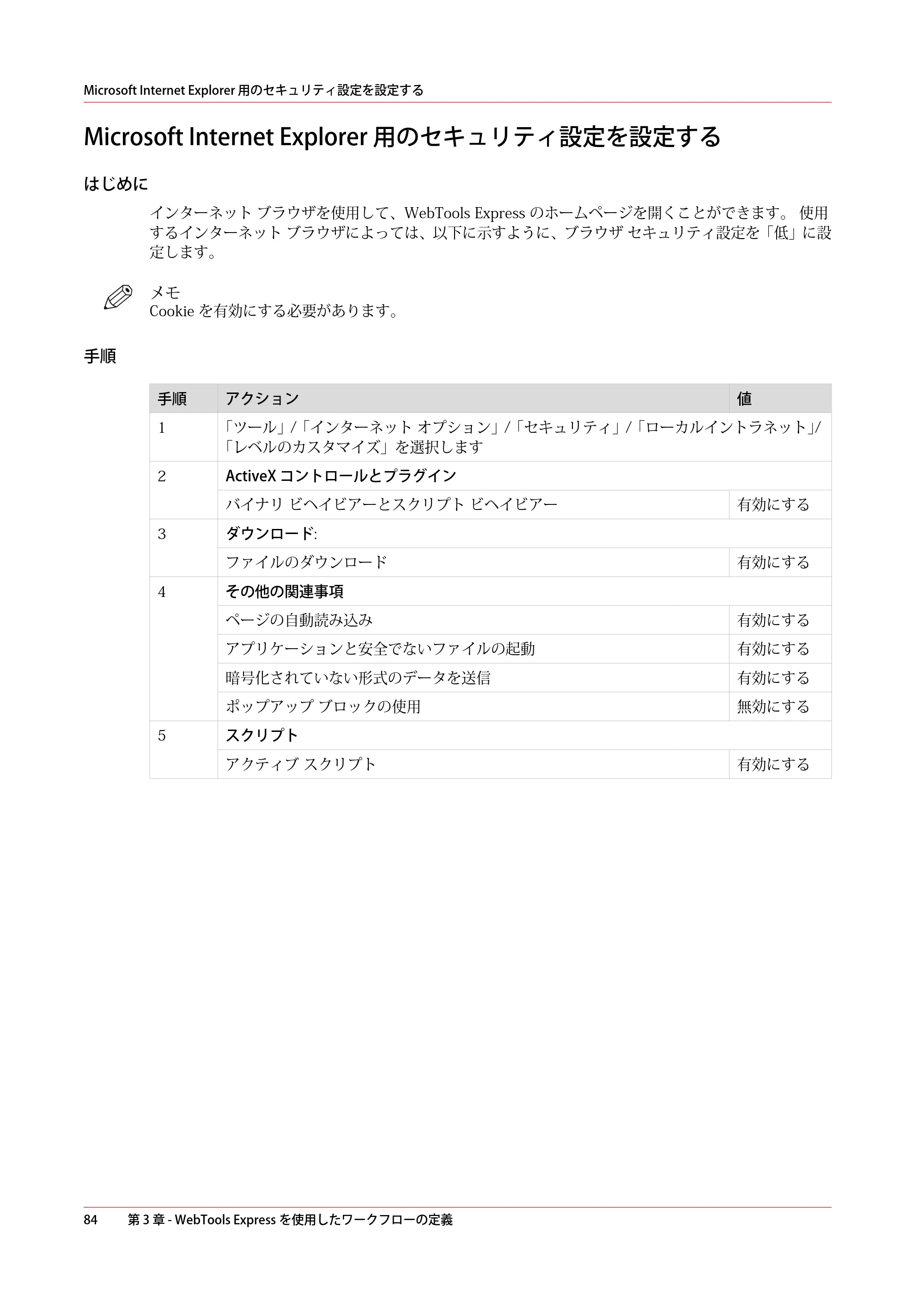 キヤノン ColorWave 3800 操作ガイド 2021年10月2日掲載 （PDF形式／21.29Mバイト） — Microsoft Internet Explorer 用のセキュリティ設定を設定する — 原本ページ — 84ページ