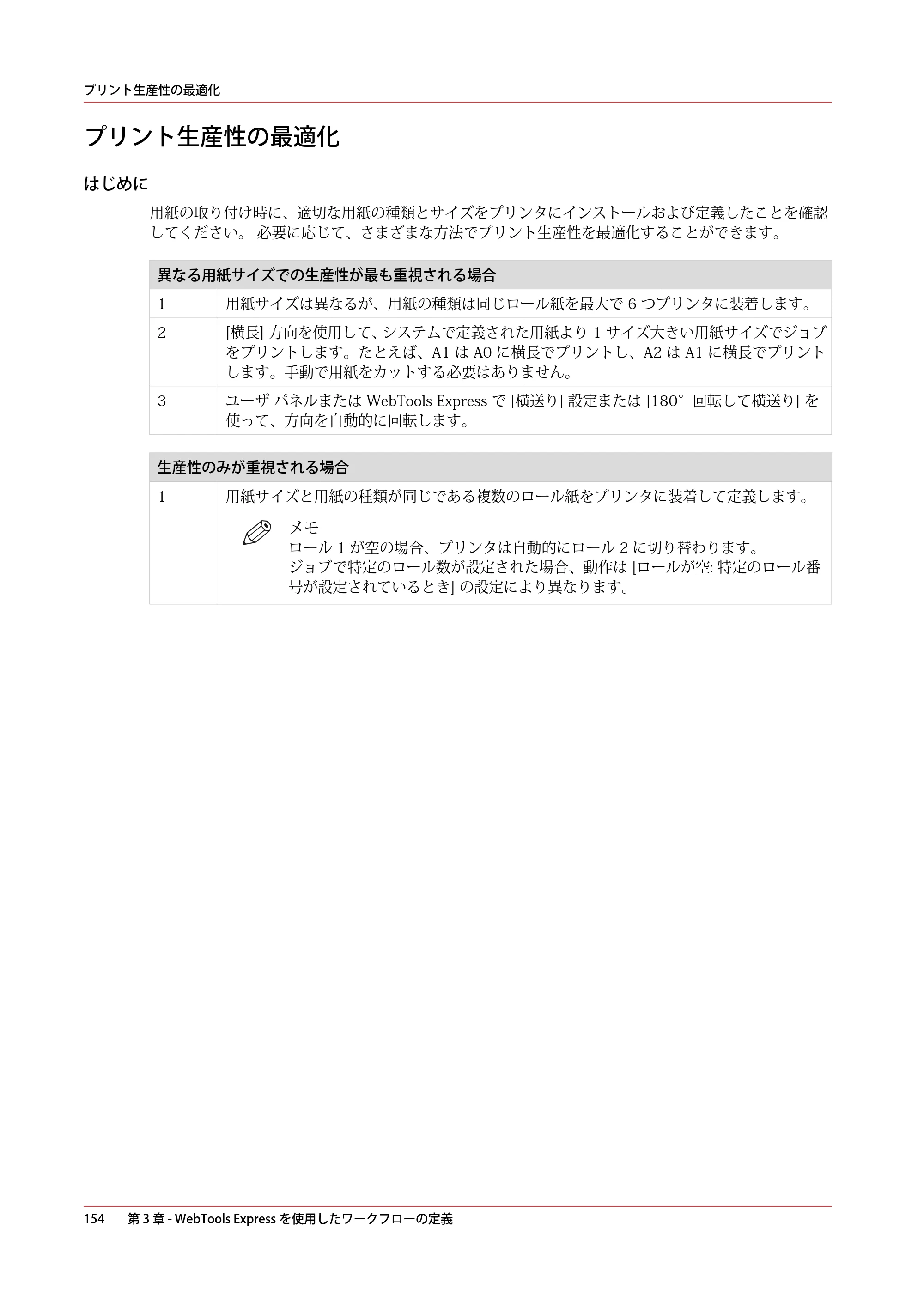 キヤノン ColorWave 3800 操作ガイド 2021年10月2日掲載 （PDF形式／21.29Mバイト） — プリント生産性の最適化 — 原本ページ — 154ページ
