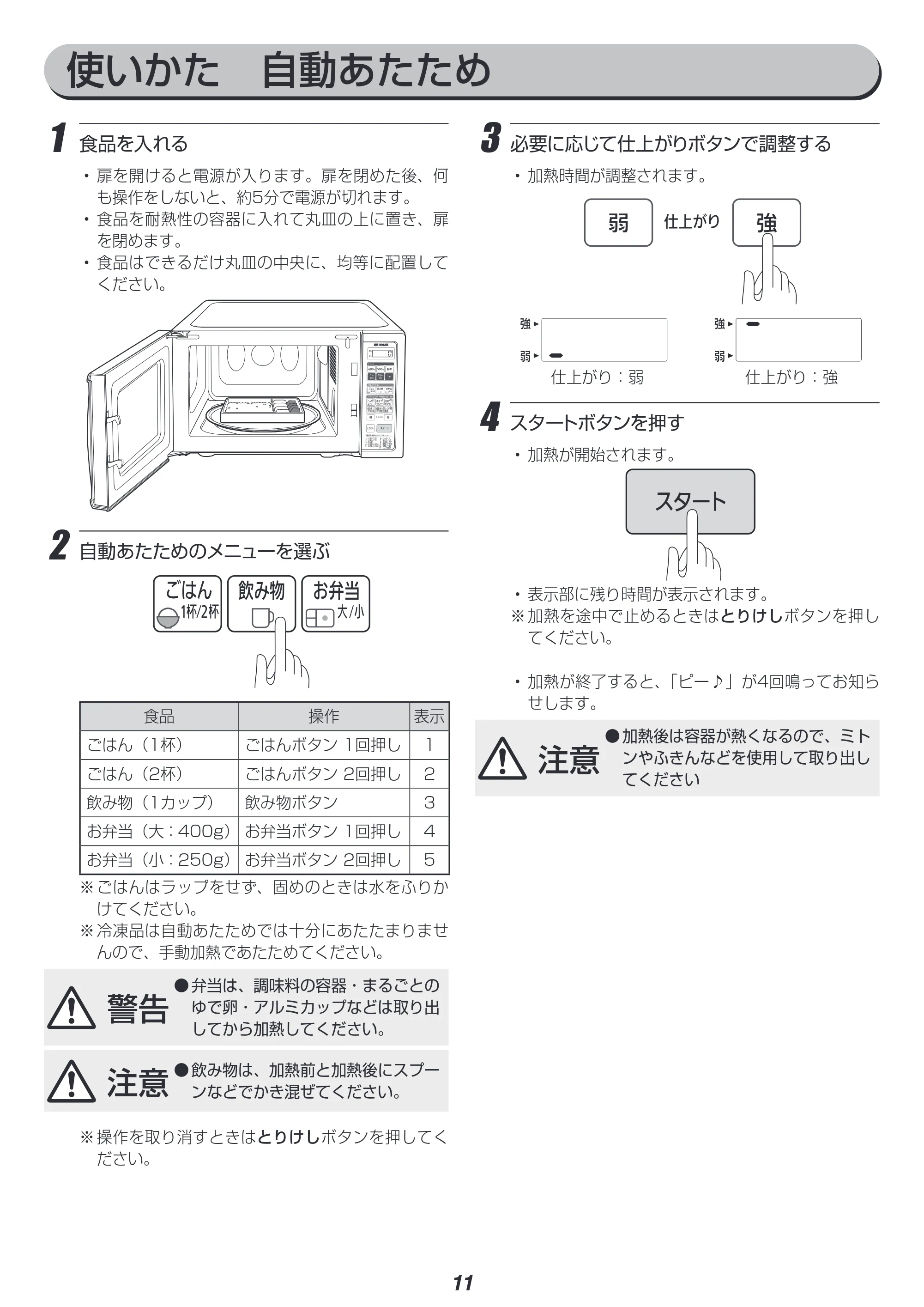 アイリスオーヤマ IMBY-T17 取扱説明書 — 原本ページ — 11ページ