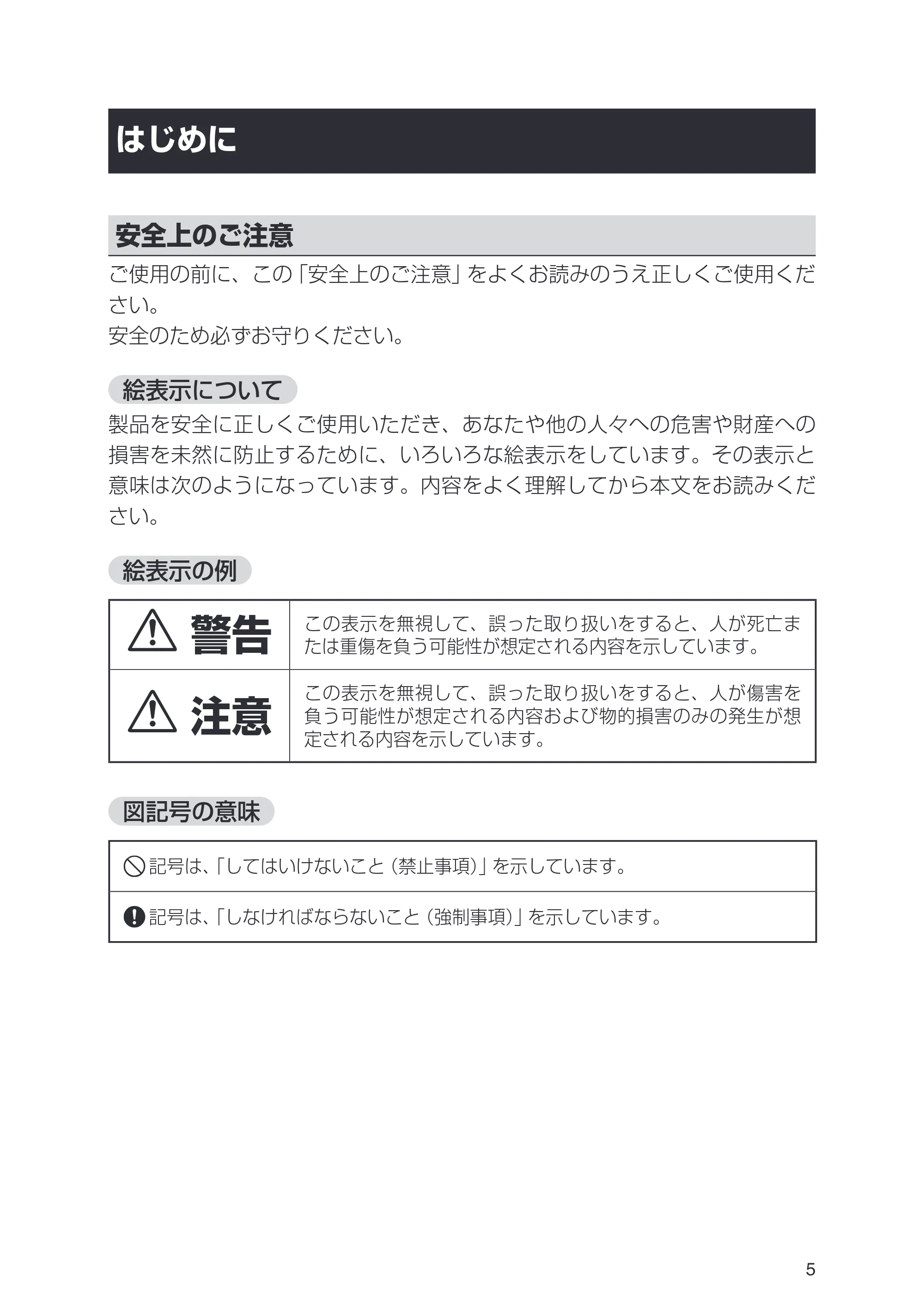 日立 HPF-A7 取扱説明書 — はじめに — 原本ページ — 5ページ