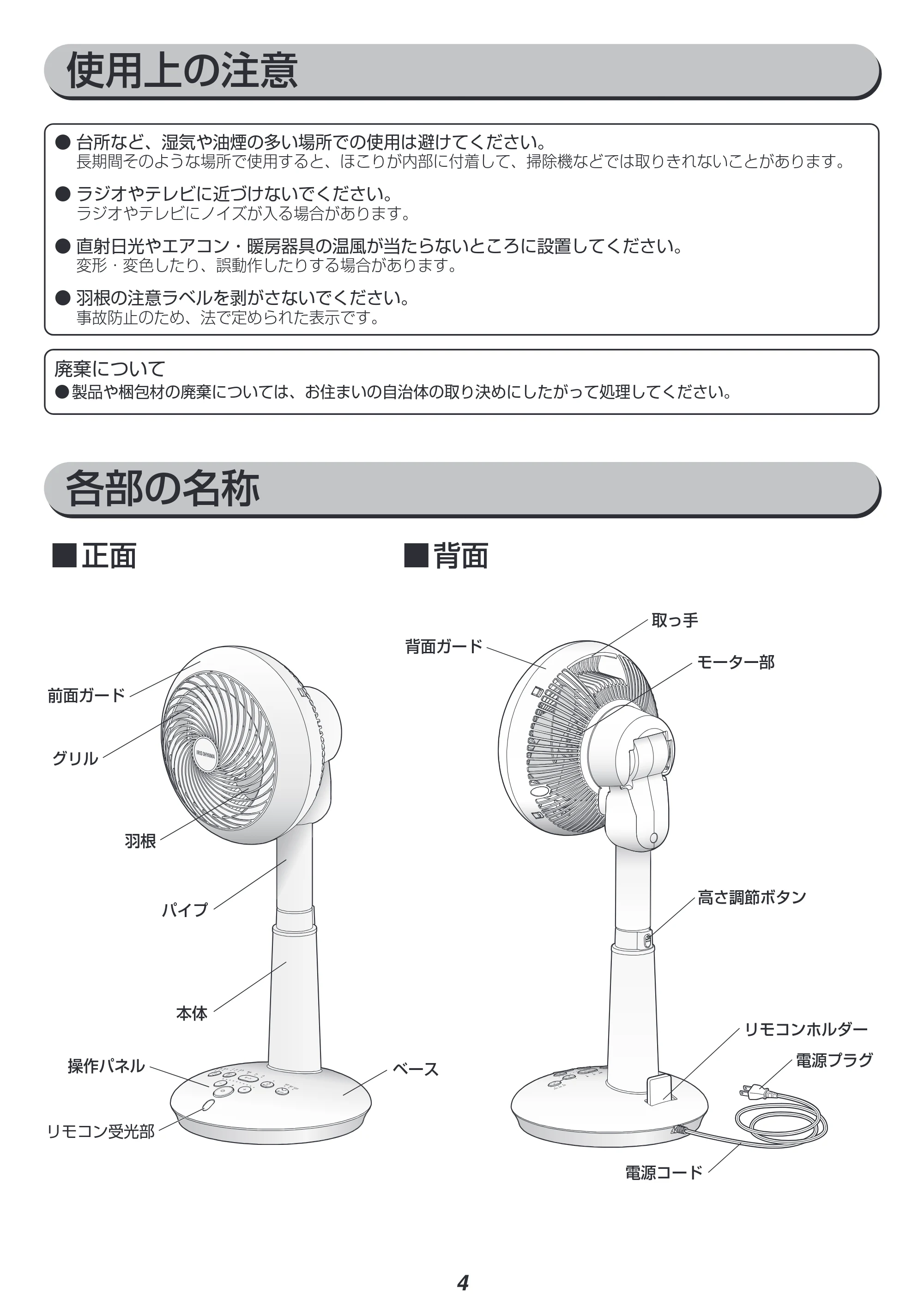 アイリスオーヤマ STF-DCC15T 取扱説明書 — 原本ページ — 4ページ