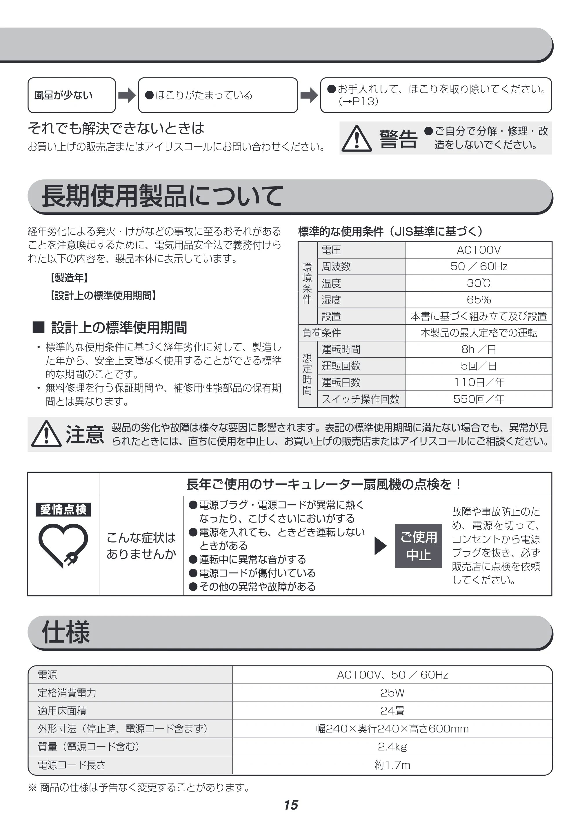 アイリスオーヤマ STF-DCC15T 取扱説明書 — 原本ページ — 15ページ
