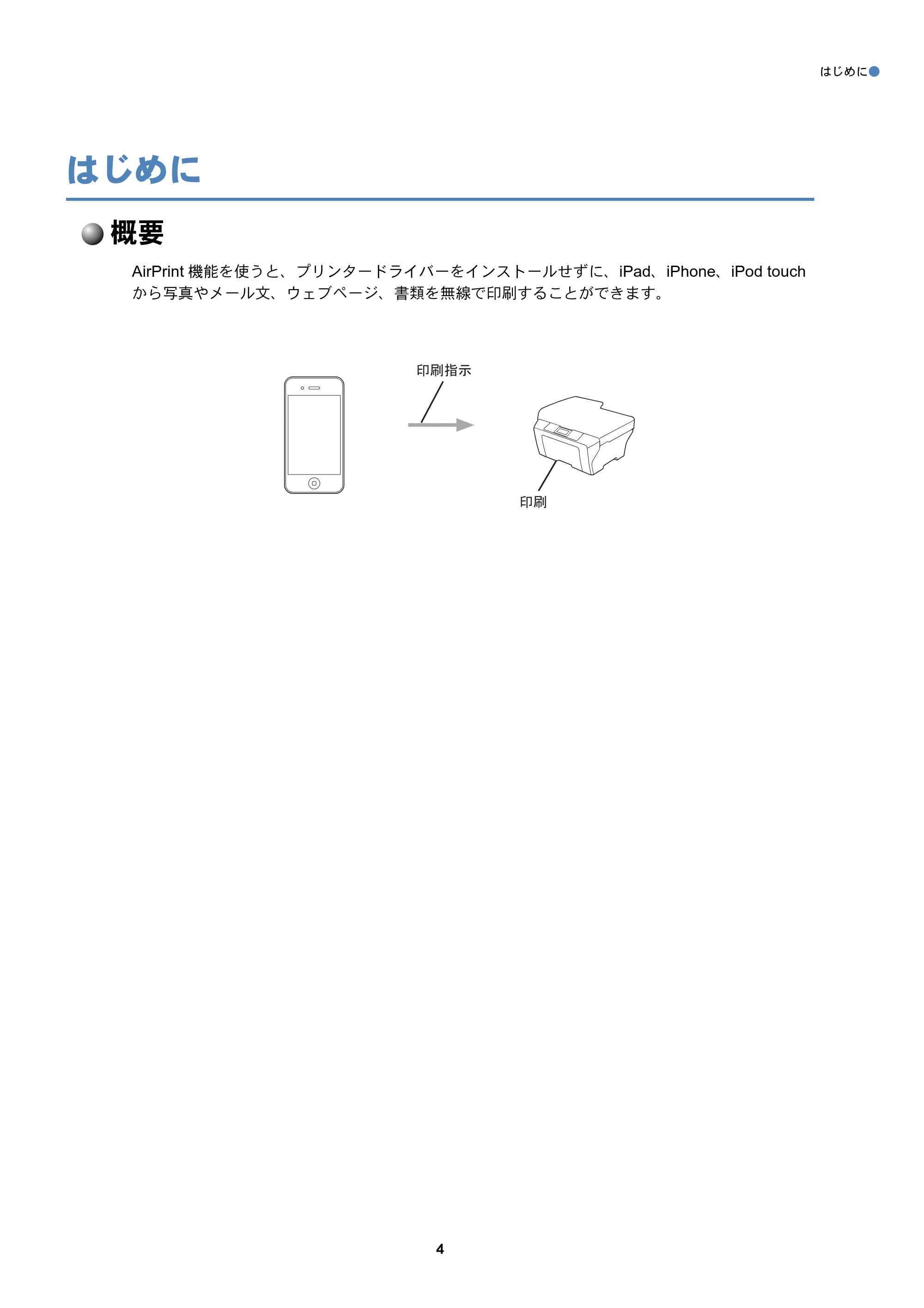 ブラザー DCP-J132N / DCP-J152N / DCP-J552N / DCP-J552N-ECO AirPrintガイド — はじめに — 原本ページ — 4ページ