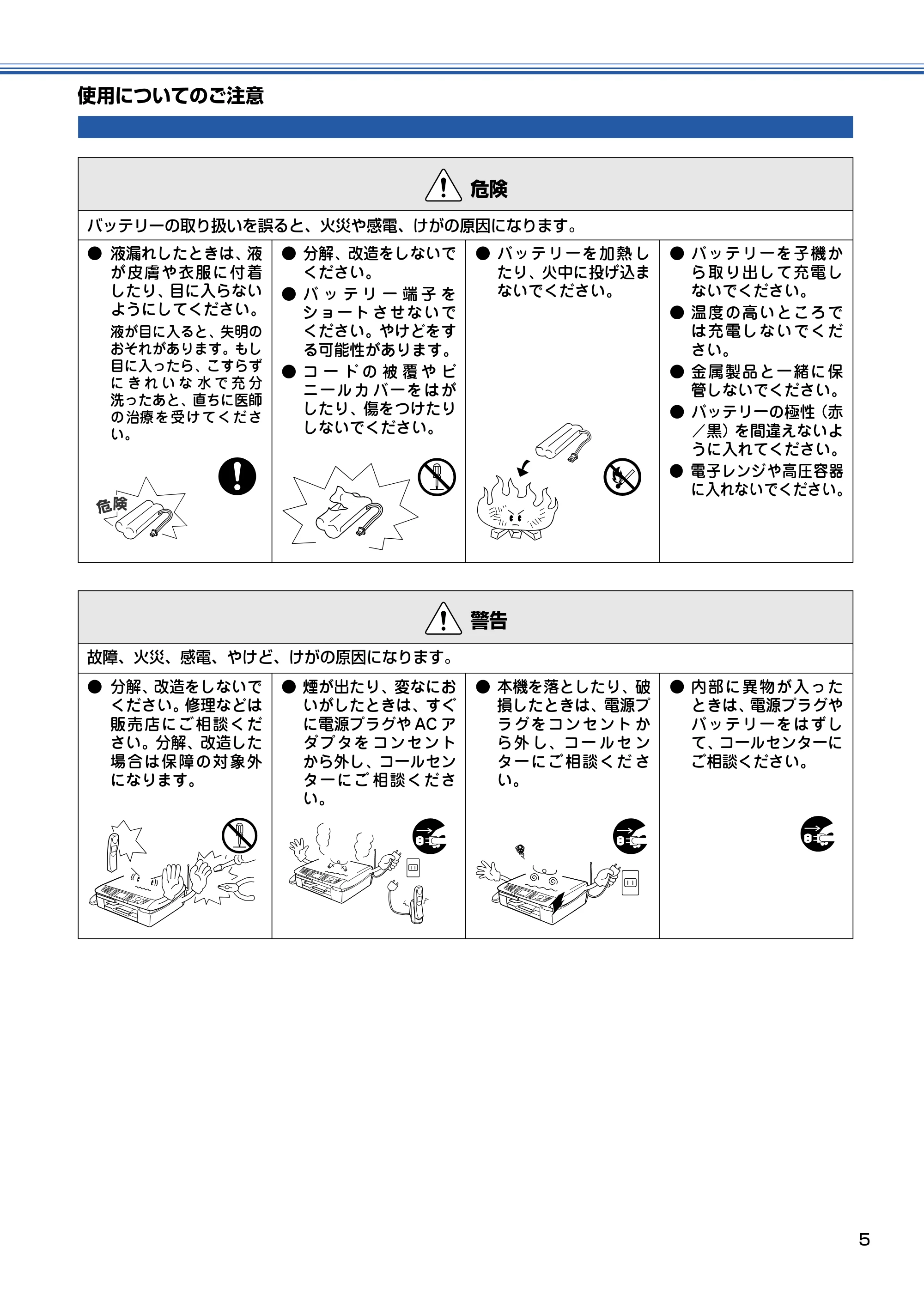 ブラザー MFC-830CLN / MFC-830CLWN / MFC-840CLN 取扱説明書(本体) — 使用についてのご注意 — 原本ページ — 6ページ