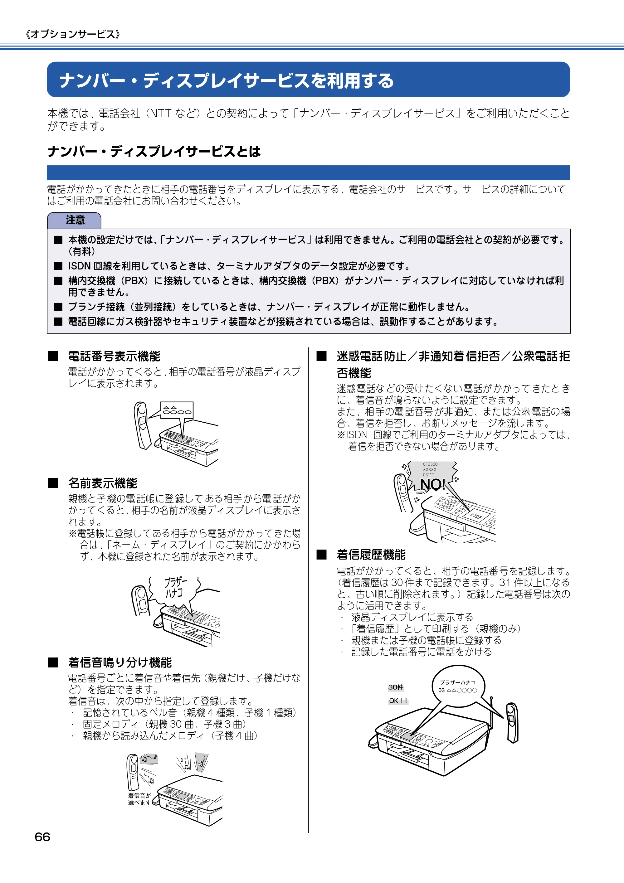 ブラザー MFC-830CLN / MFC-830CLWN / MFC-840CLN 取扱説明書（本体） — ナンバー・ディスプレイサービスを利用する — 原本ページ — 67ページ