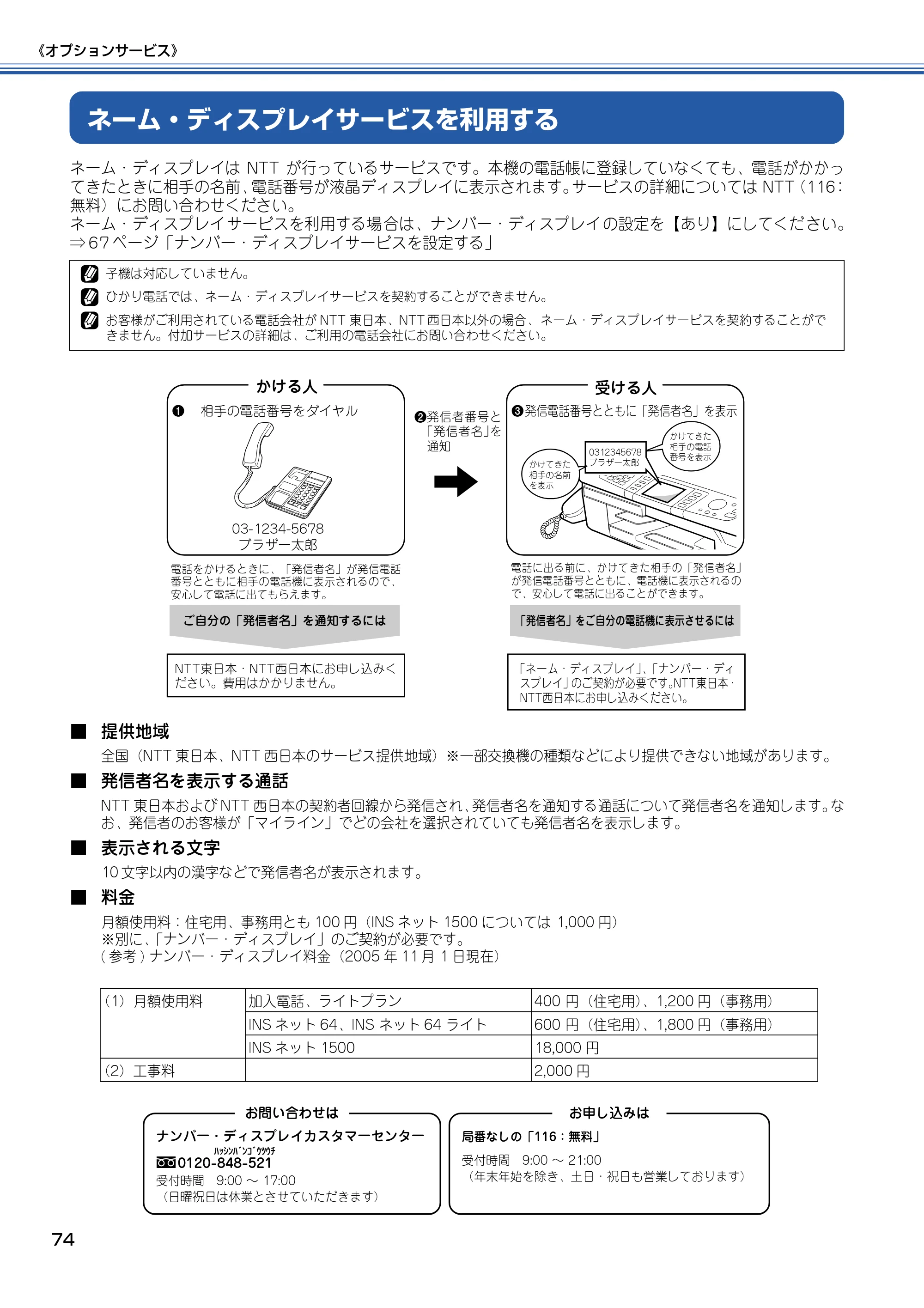 ブラザー MFC-830CLN / MFC-830CLWN / MFC-840CLN 取扱説明書（本体） — ネーム・ディスプレイサービスを利用する — 原本ページ — 75ページ