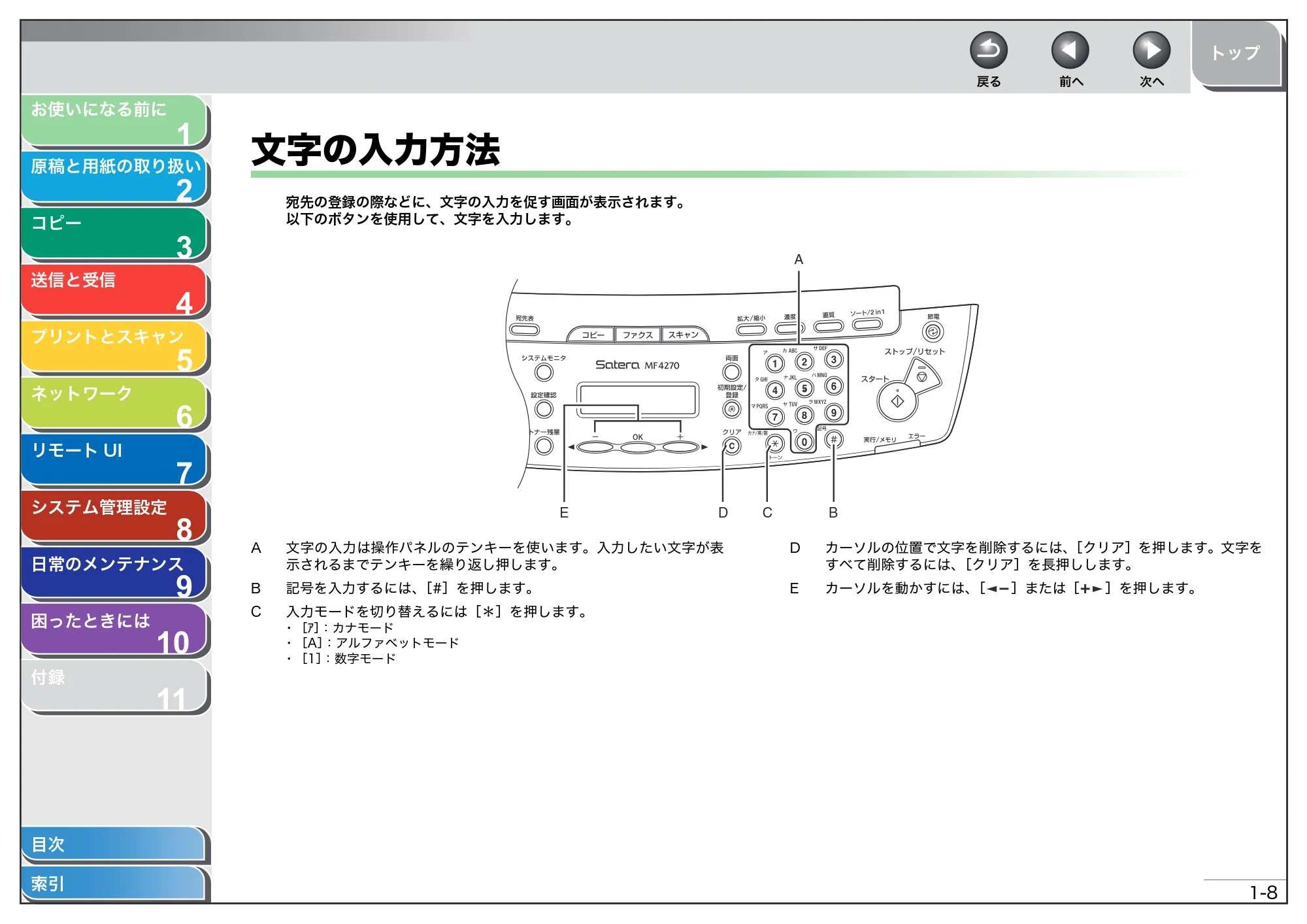 キヤノン MF4270 操作ガイド（総合編） （PDF形式／11.49Mバイト） — 文字の入力方法 — 原本ページ — 27ページ