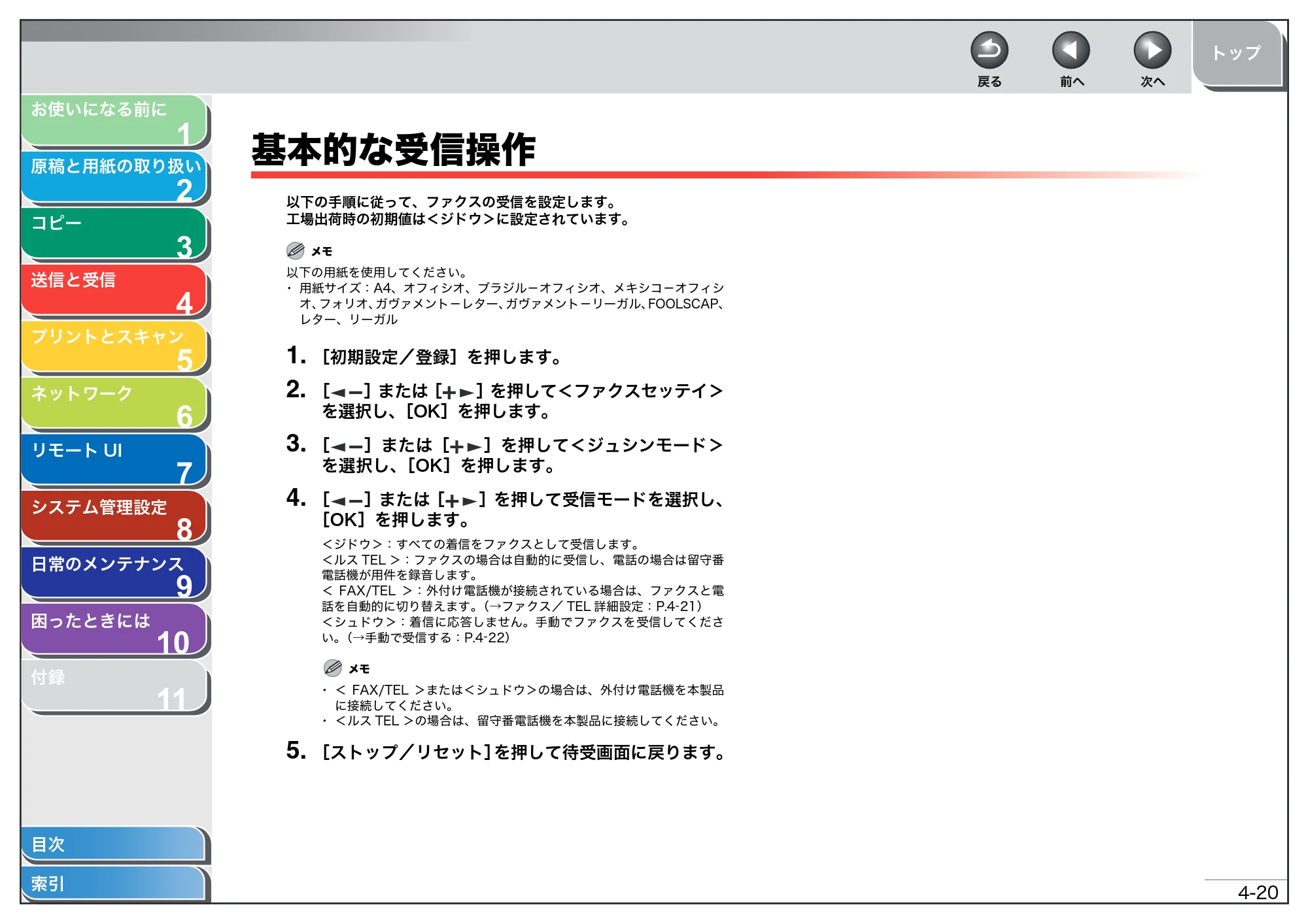 キヤノン MF4270 操作ガイド(総合編) (PDF形式/11.49Mバイト) — 基本的な受信操作 — 原本ページ — 75ページ
