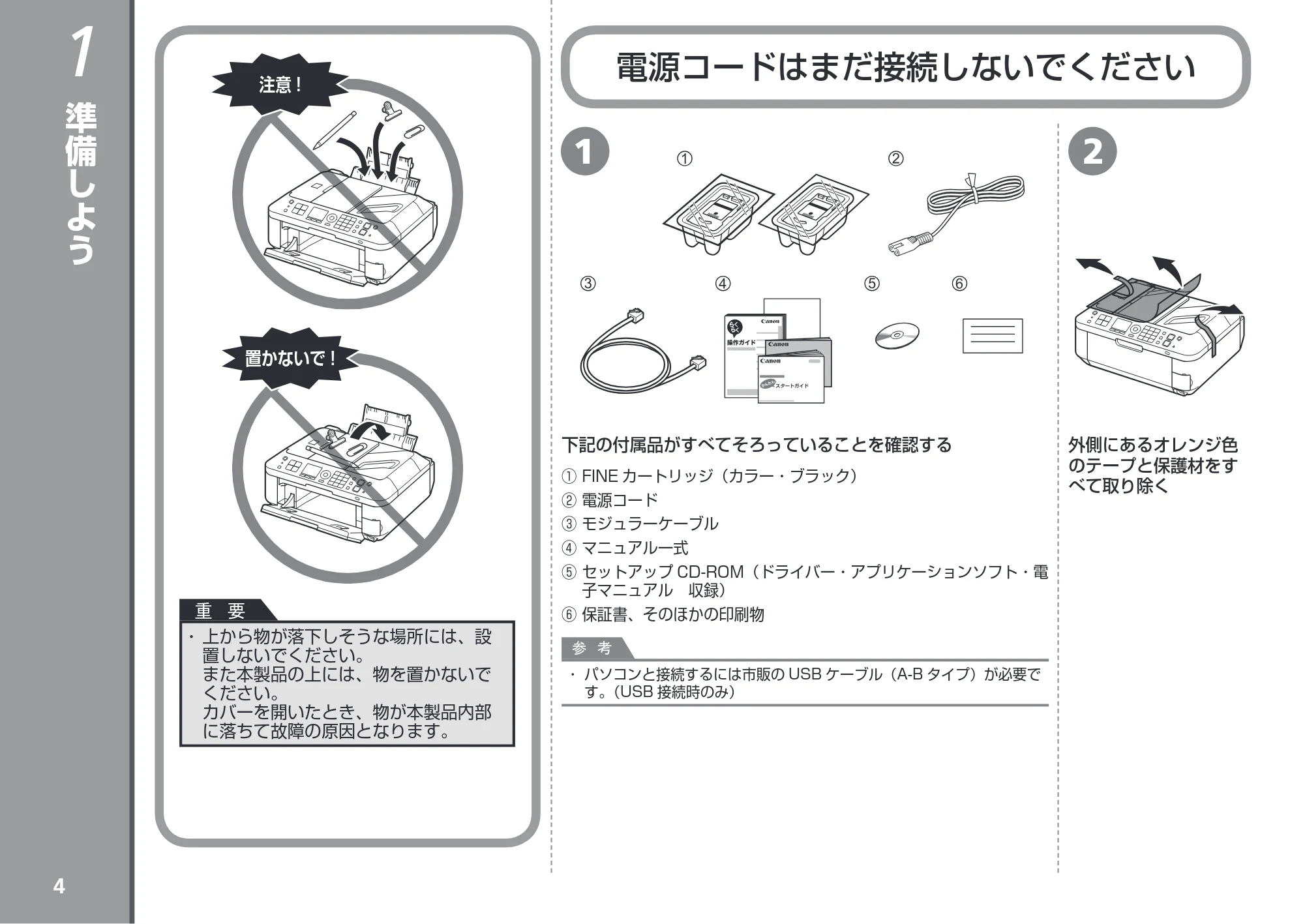 キヤノン PIXUS MX420 かんたんスタートガイド （PDF形式／7.44Mバイト） — 準備しよう — 原本ページ — 6ページ
