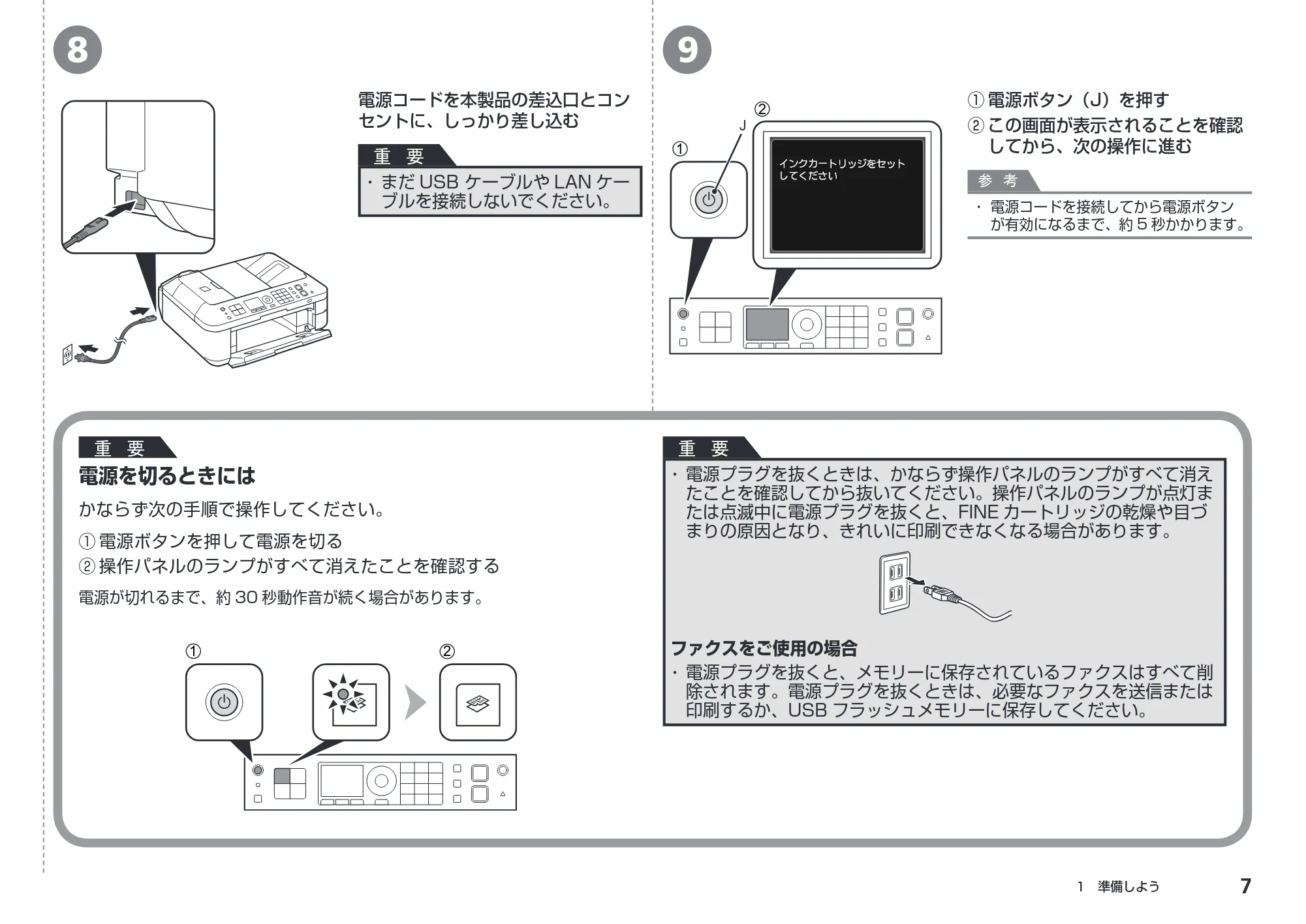 キヤノン PIXUS MX420 かんたんスタートガイド （PDF形式／7.44Mバイト） — 原本ページ — 9ページ