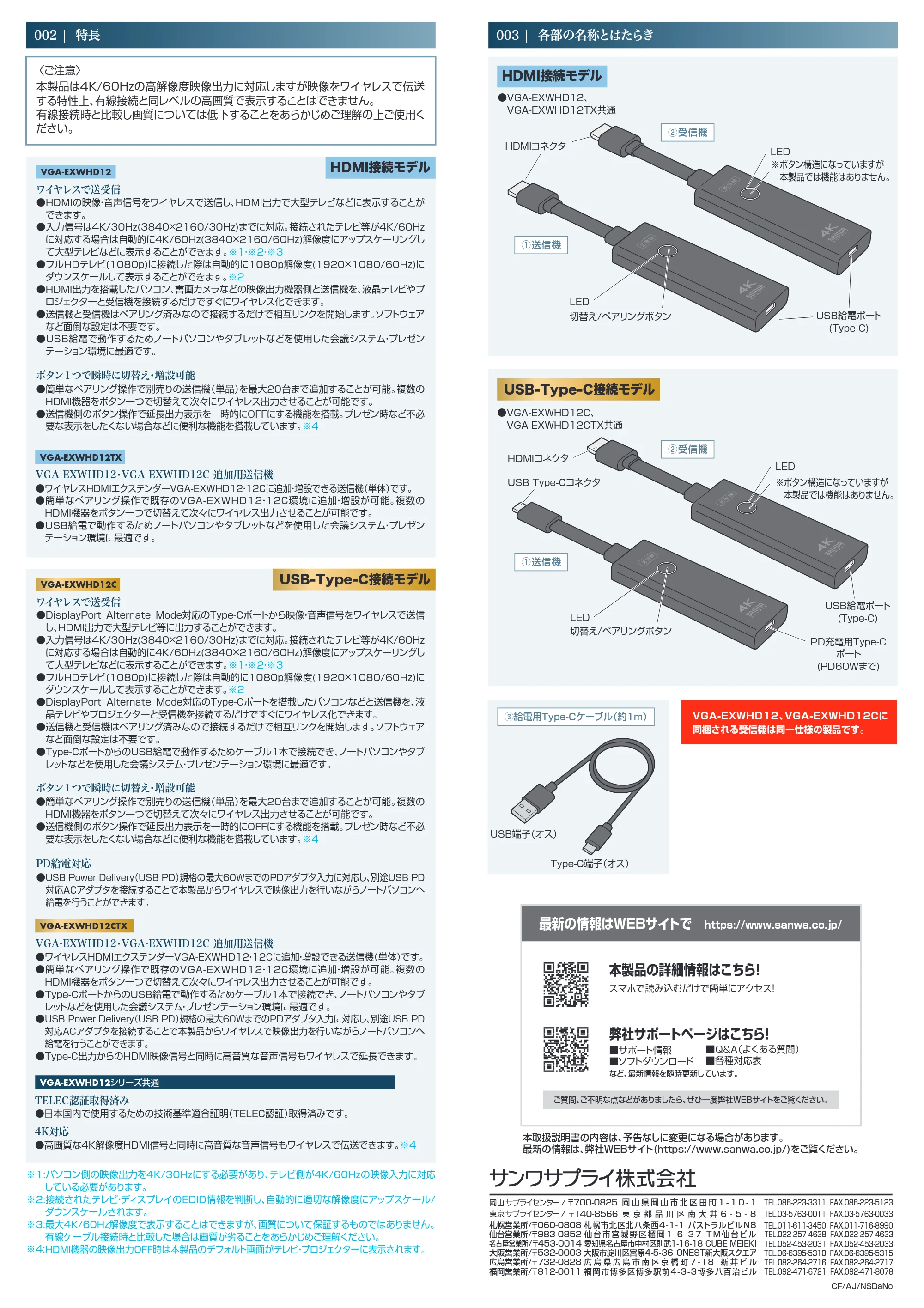 サンワサプライ VGA-EXWHD12 / VGA-EXWHD12CTX / VGA-EXWHD12TX 取扱説明書 — 原本ページ — 2ページ